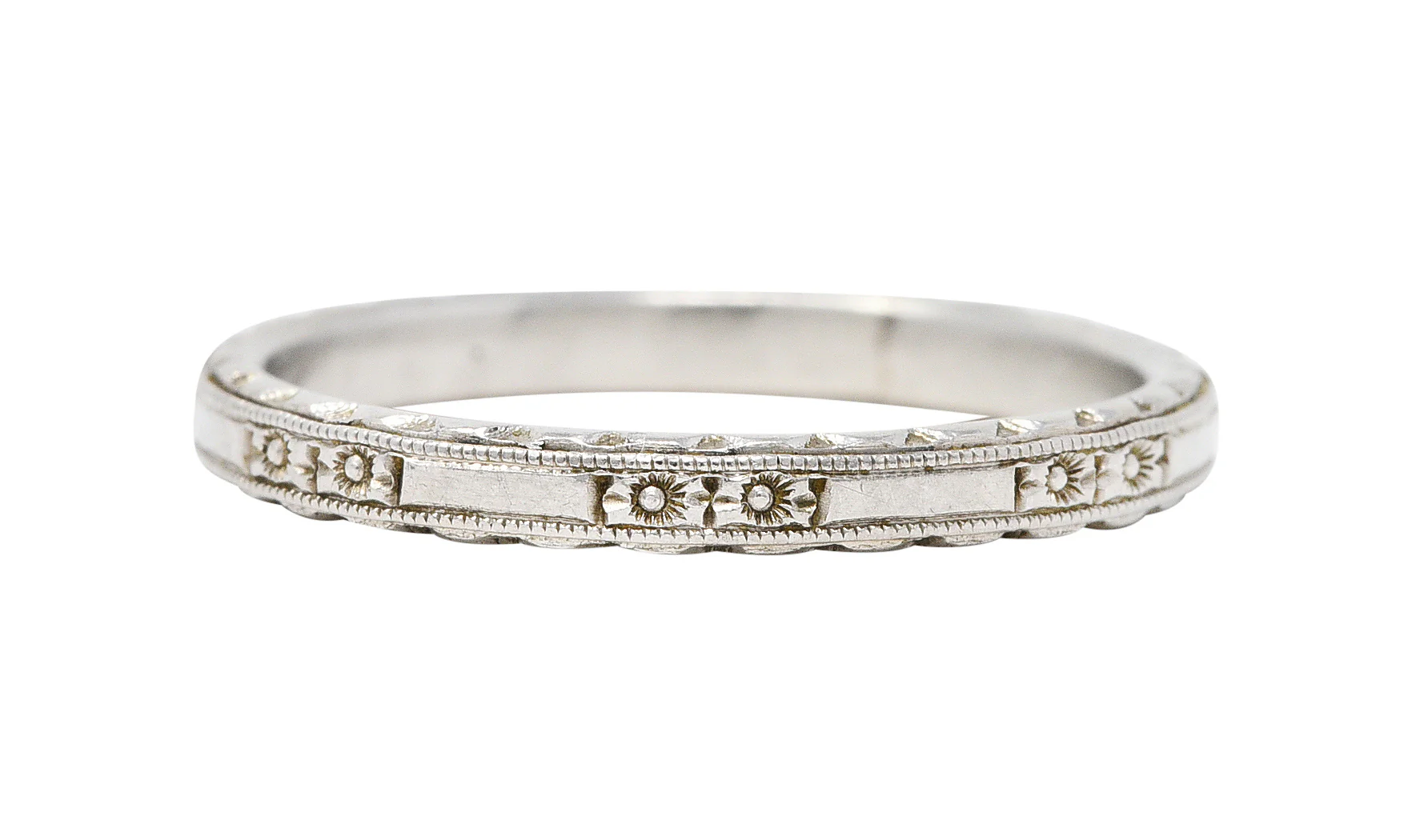 Art Deco Platinum Orange Blossom Wedding Band