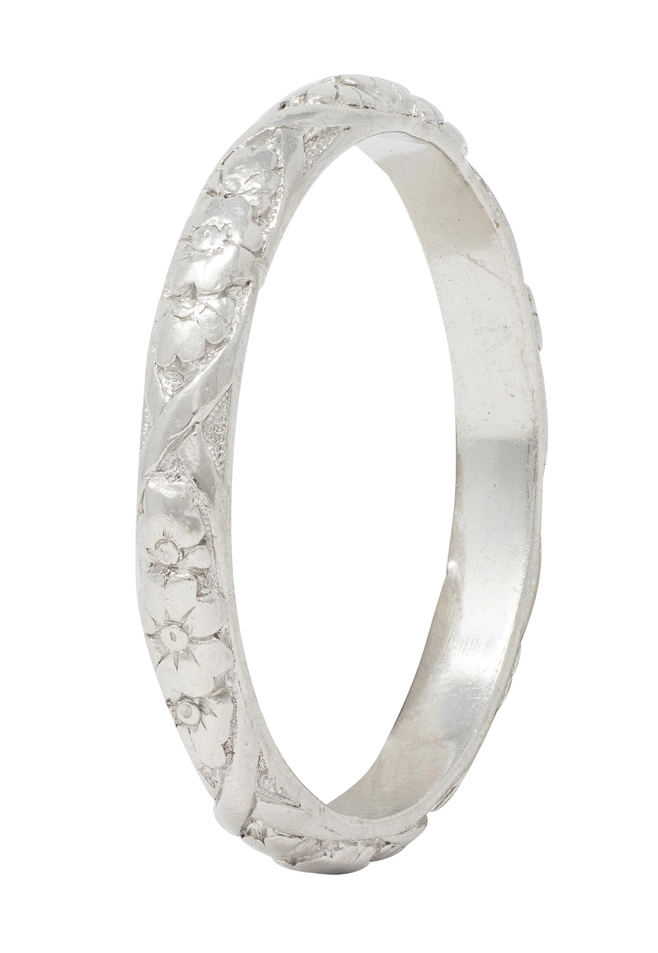 Art Deco Platinum Orange Blossom Wedding Band Ring - Image 2