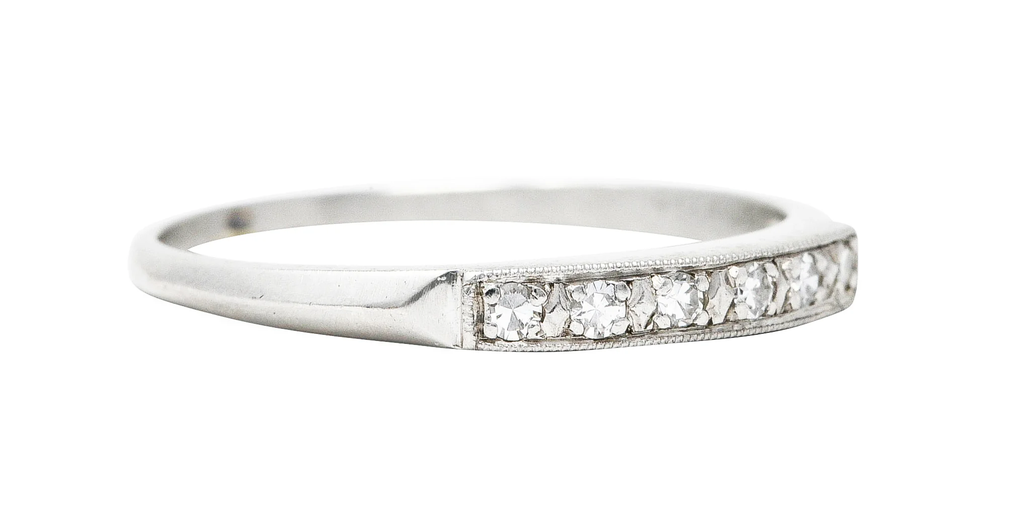 Art Deco Single Cut Diamond Platinum Anniversary Band Ring - Image 2