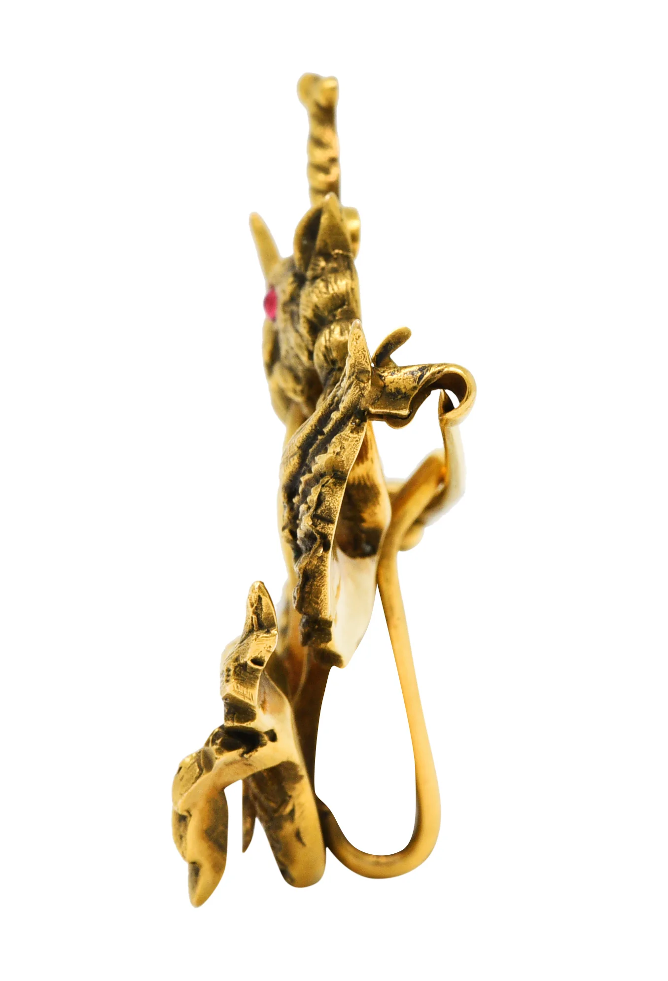 Art Nouveau 14 Karat Gold Dragon Serpent Watch Pin Brooch - Image 6