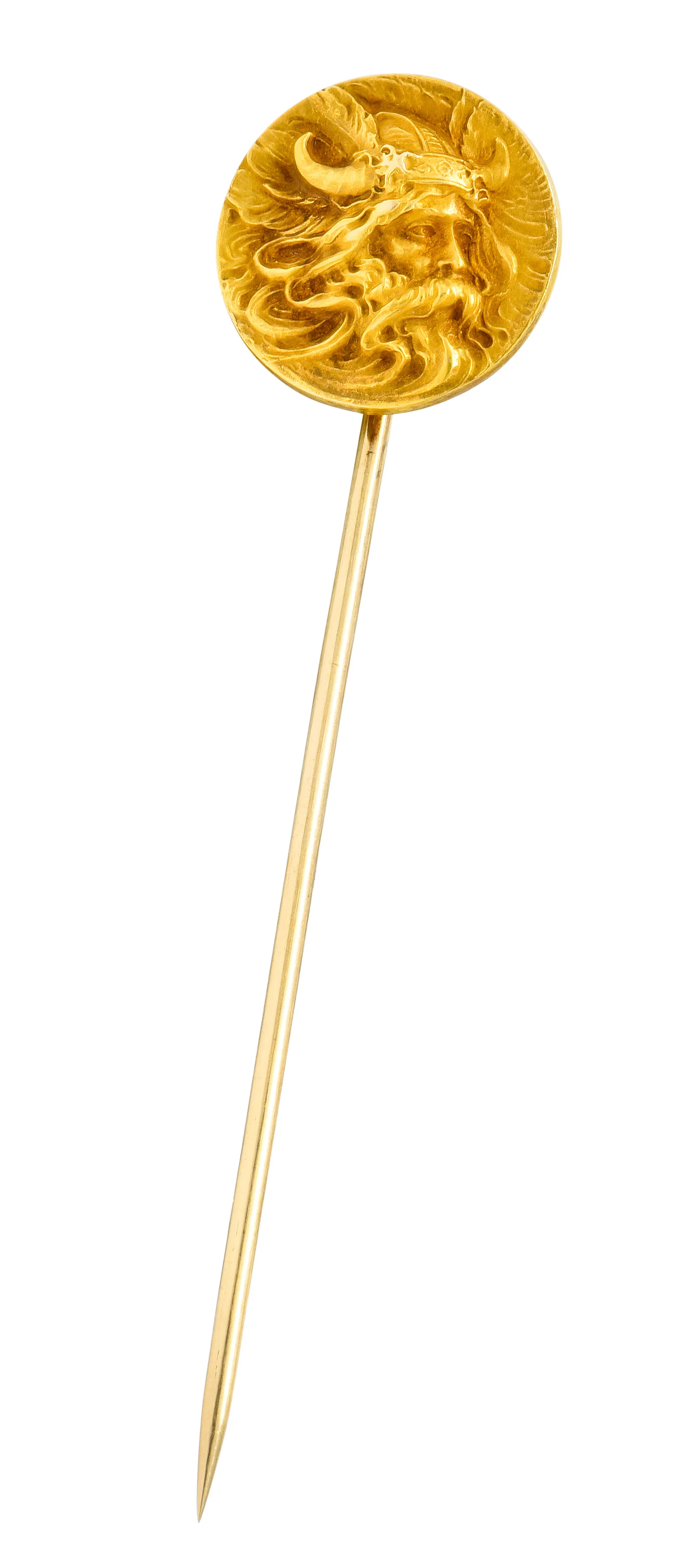 Art Nouveau 14 Karat Gold Viking Stickpin - Image 6
