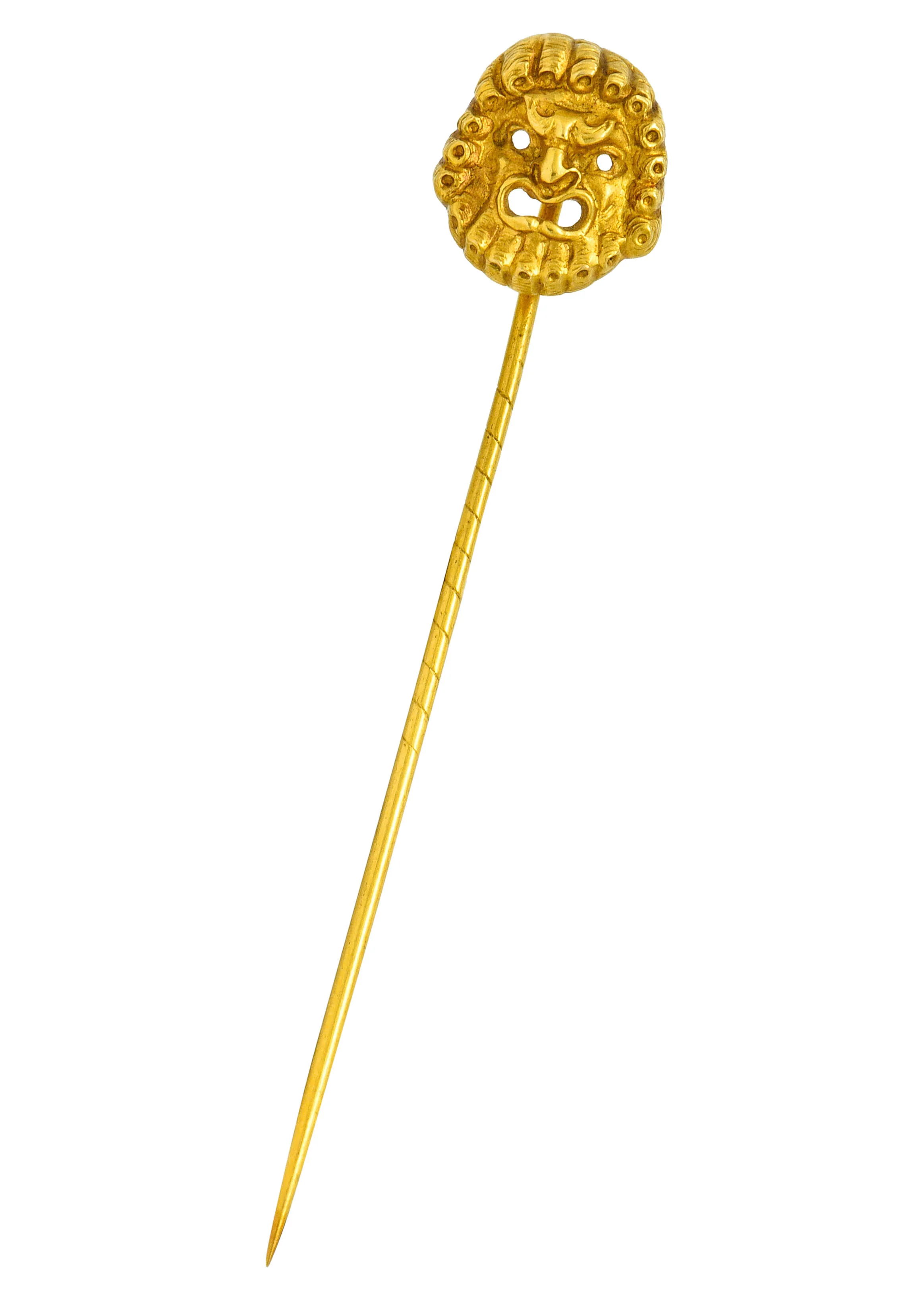 Art Nouveau 18 Karat Gold Grotesque Mask Stickpin - Image 2