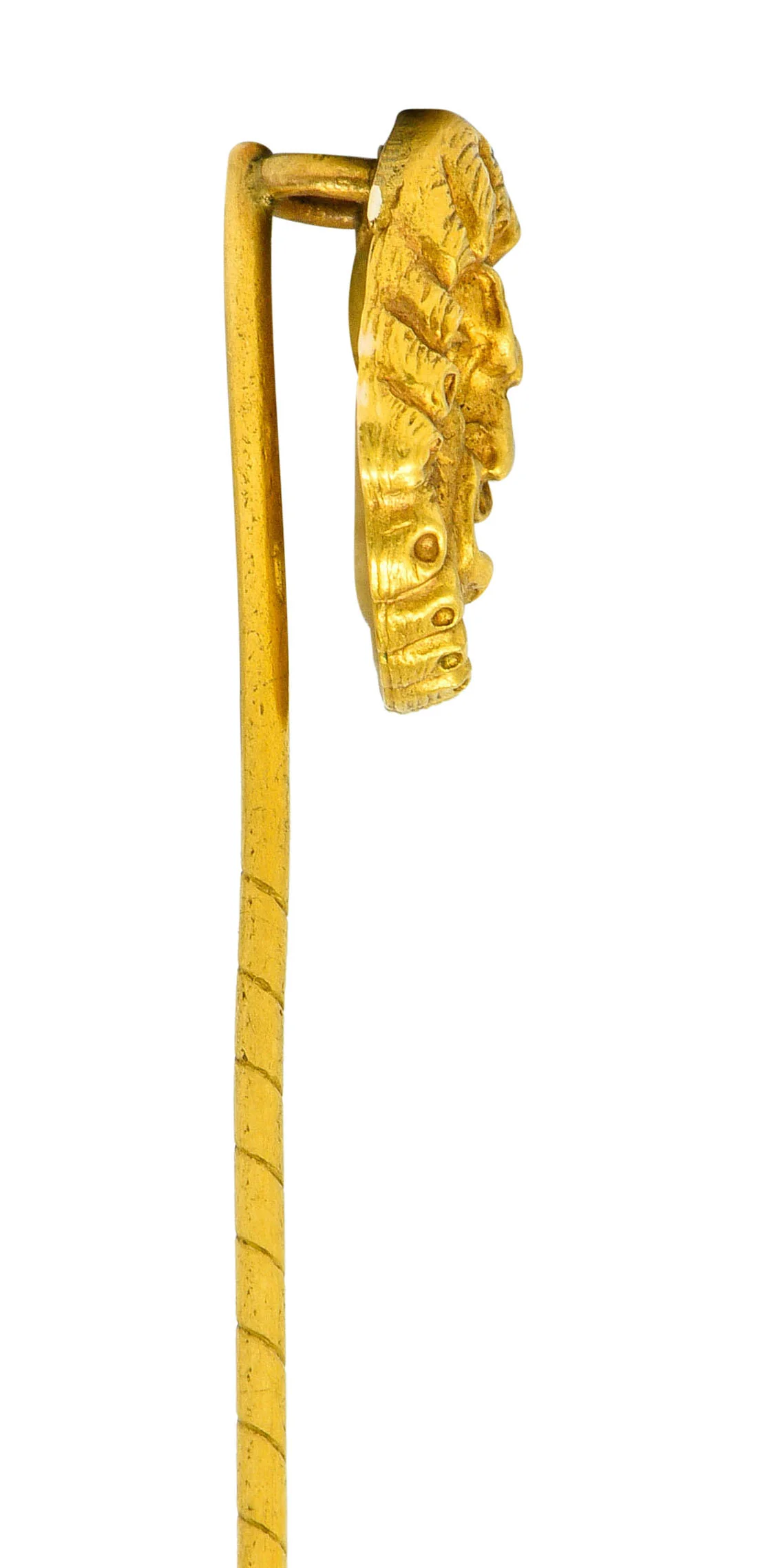 Art Nouveau 18 Karat Gold Grotesque Mask Stickpin - Image 3