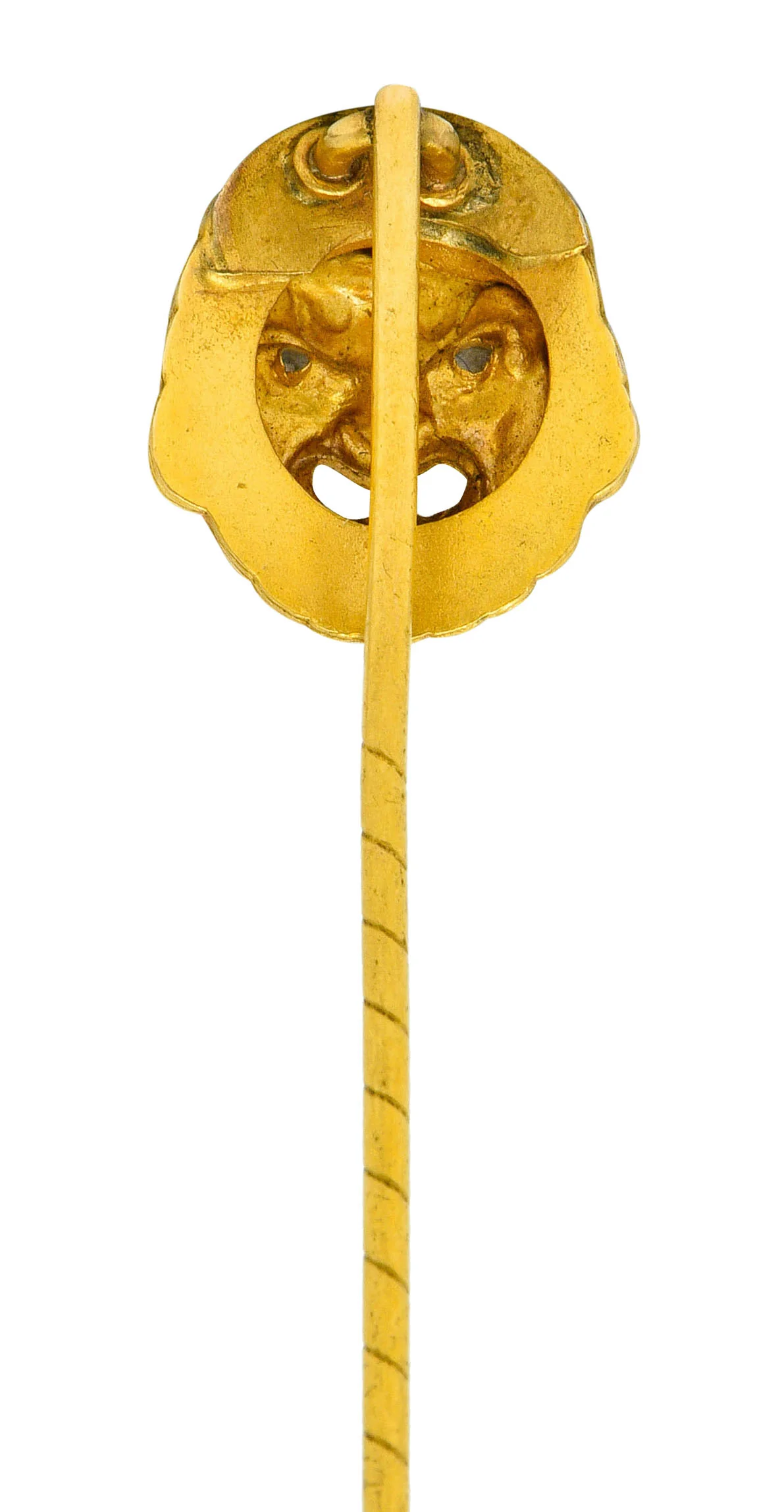 Art Nouveau 18 Karat Gold Grotesque Mask Stickpin - Image 5