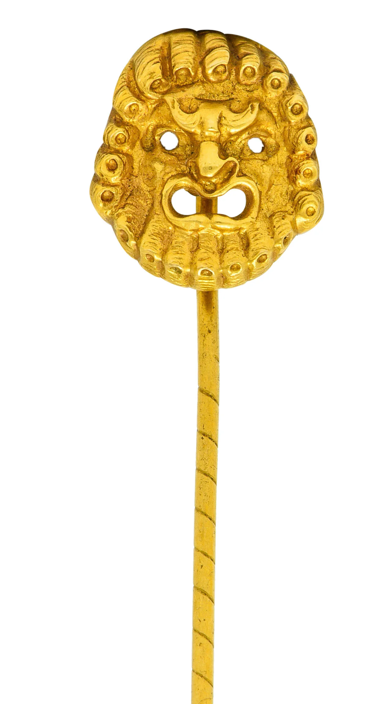Art Nouveau 18 Karat Gold Grotesque Mask Stickpin - Image 6
