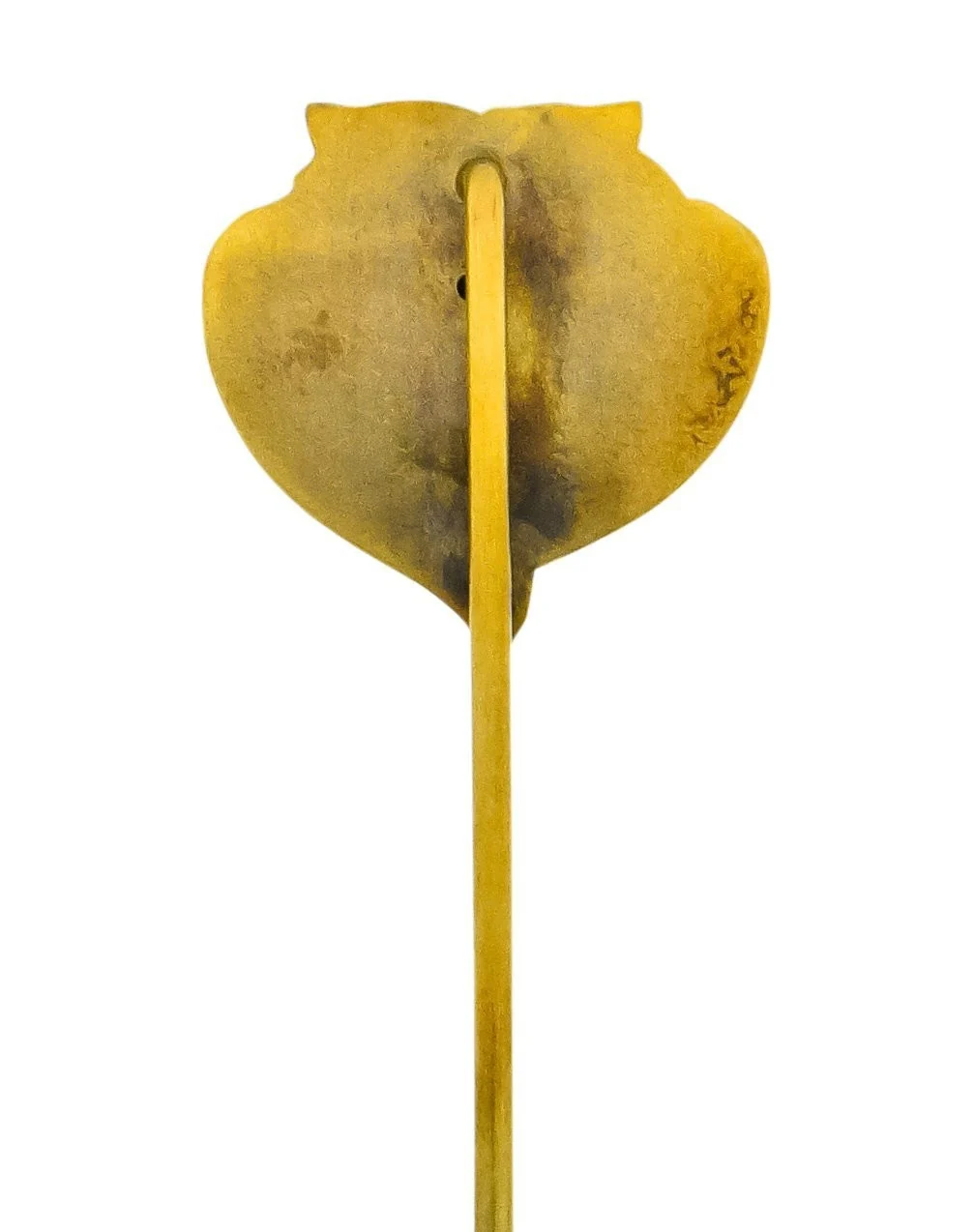 Art Nouveau Diamond 10 Karat Gold Stylized Owl Stickpin - Image 9