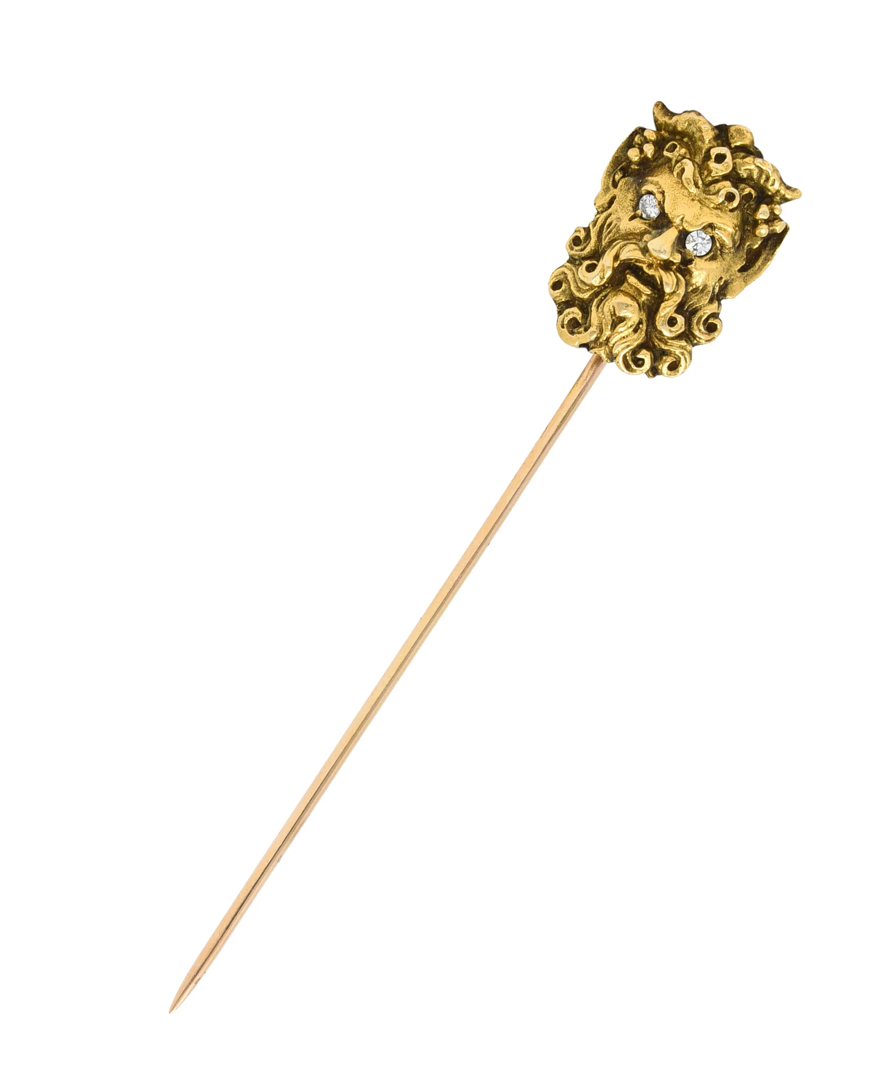 Art Nouveau Diamond 14 Karat Gold Pan Satyr Greek God Stickpin - Image 2