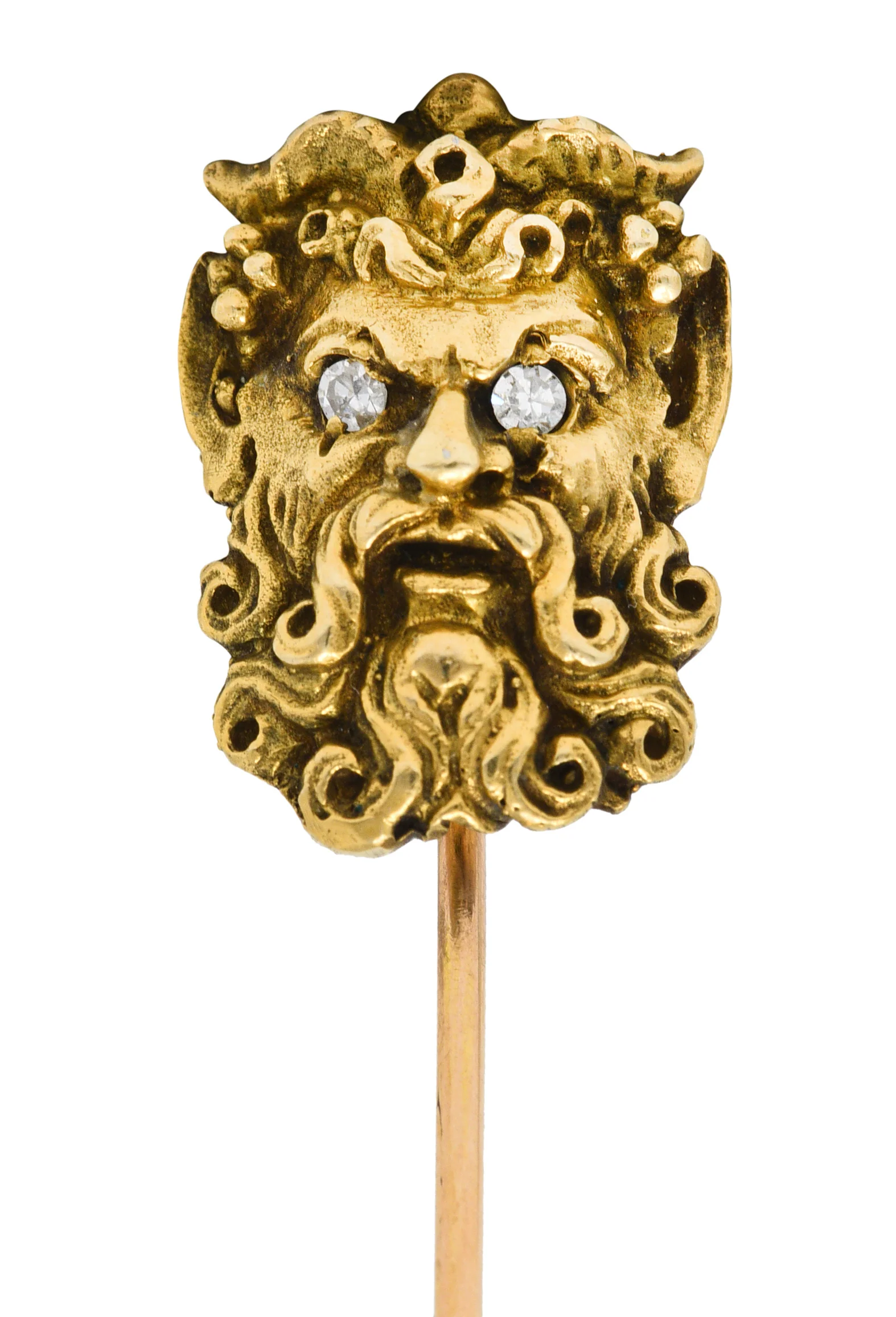 Art Nouveau Diamond 14 Karat Gold Pan Satyr Greek God Stickpin - Image 7