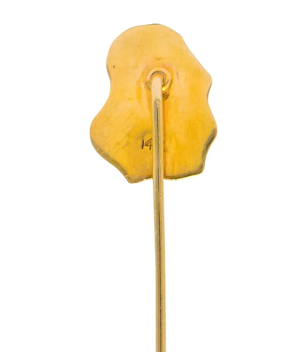 Art Nouveau Diamond 14 Karat Tri-Colored Gold Prophet Stickpin - Image 3