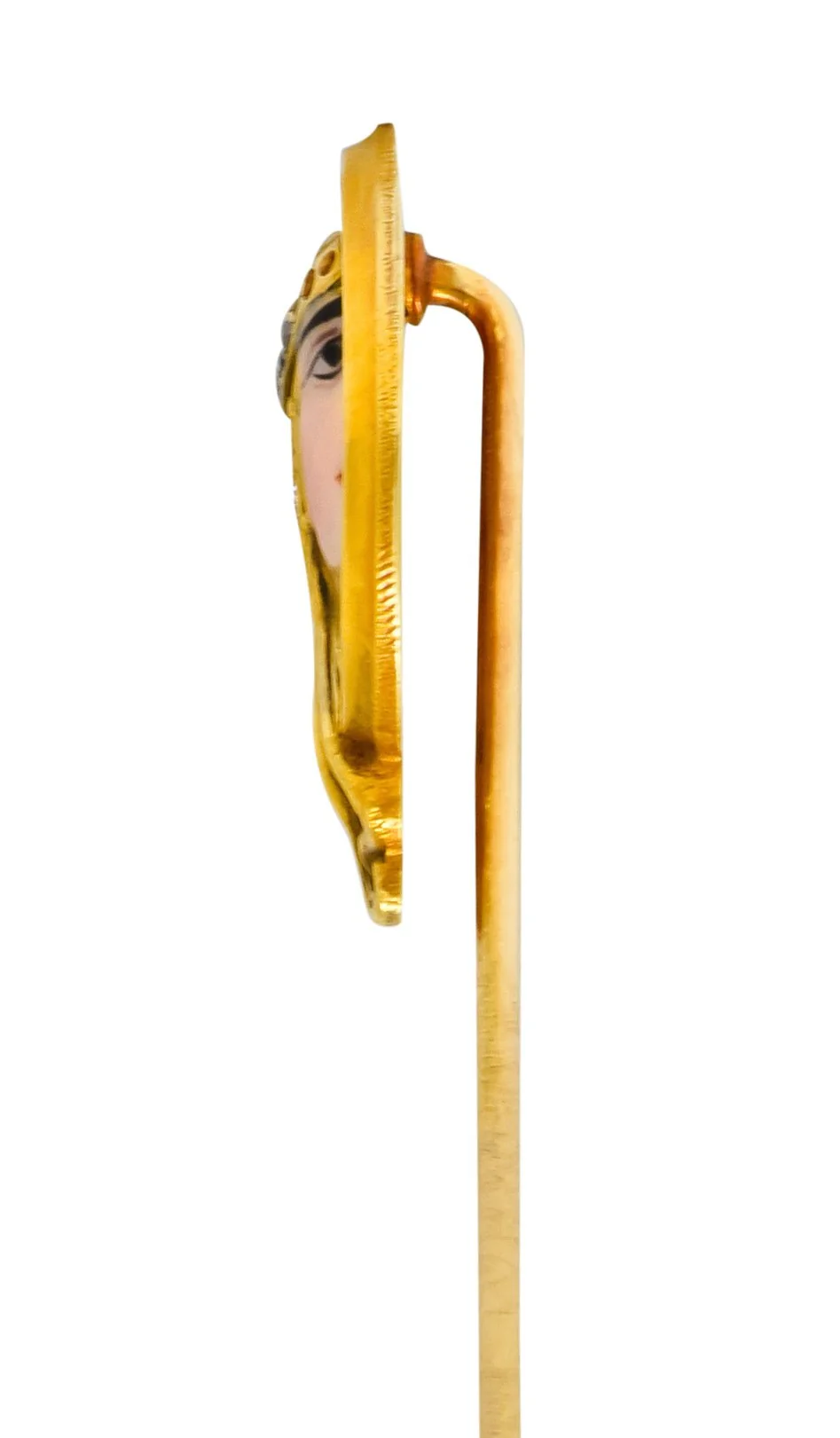 Art Nouveau Enamel Diamond Sapphire 14 Karat Gold Empress Stickpin - Image 3
