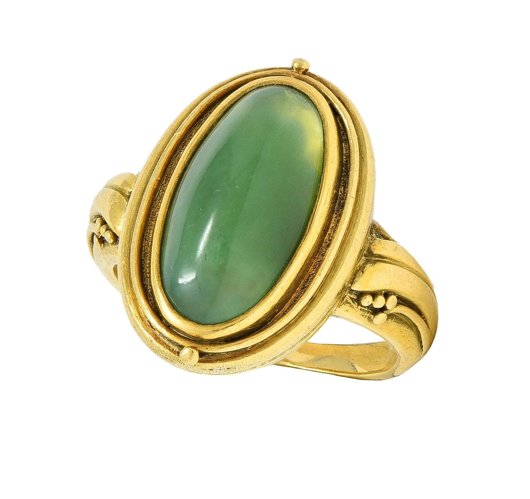 Art Nouveau Jadeite Jade 18 Karat Yellow Gold Antique Signet Ring - Image 10