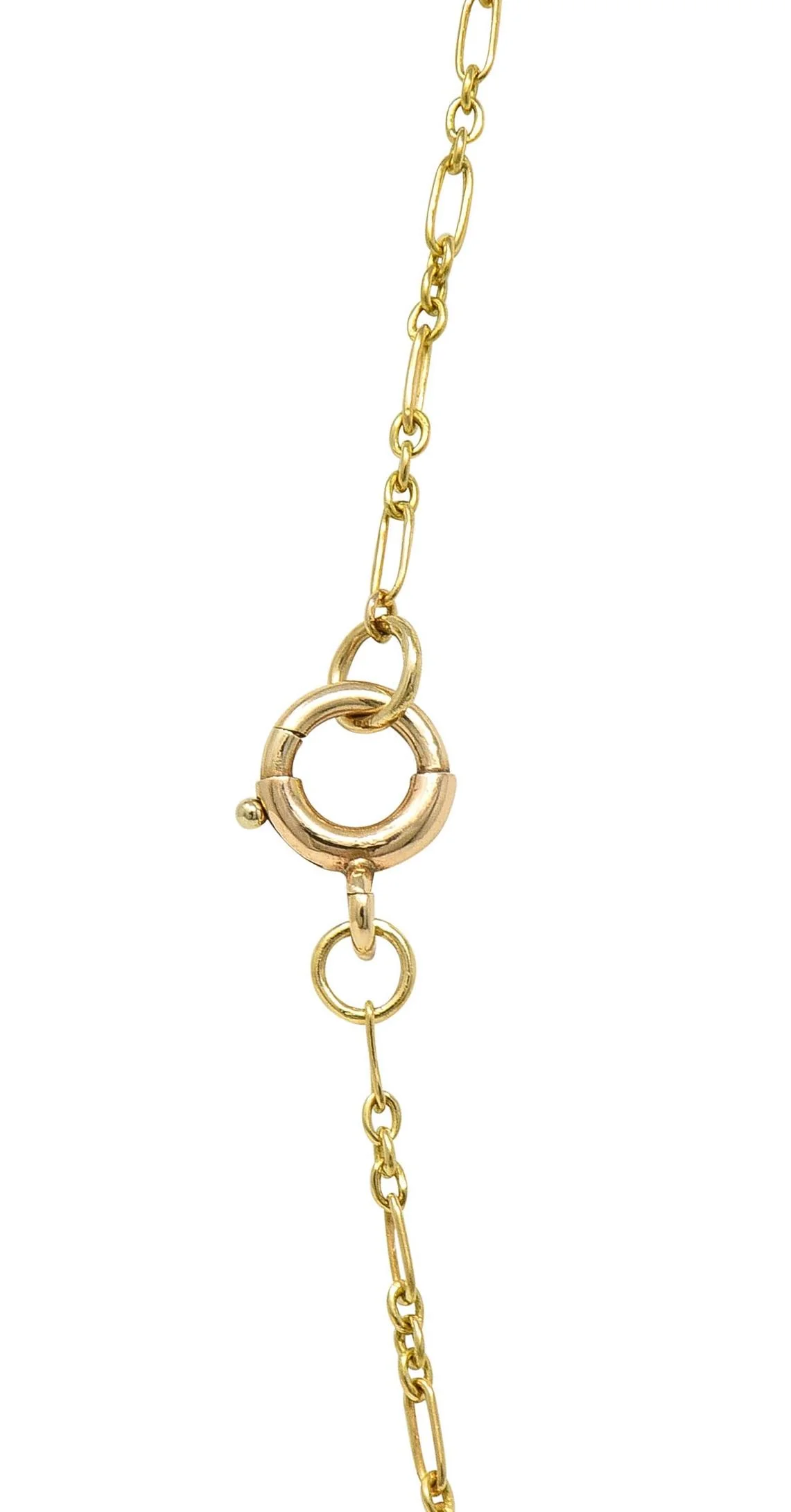 Art Nouveau Pearl Coral 14 Karat Yellow Gold Whiplash Antique Station Drop Necklace - Image 10