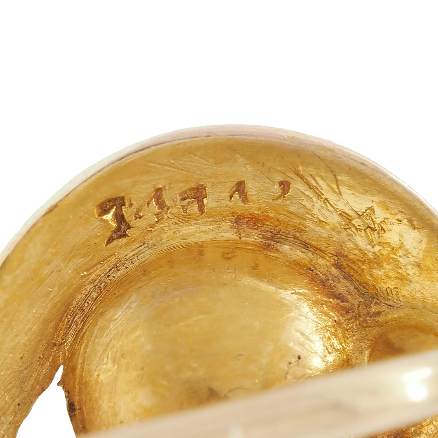 Art Nouveau Pearl Diamond 14 Karat Yellow Gold Antique Swirl Stickpin - Image 6