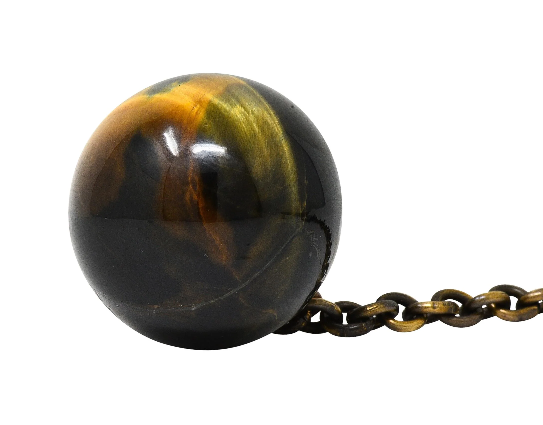 Art Smith 1950's Modernist Tiger's Eye Brass Sphere Vintage Modern Collar Necklace - Image 14