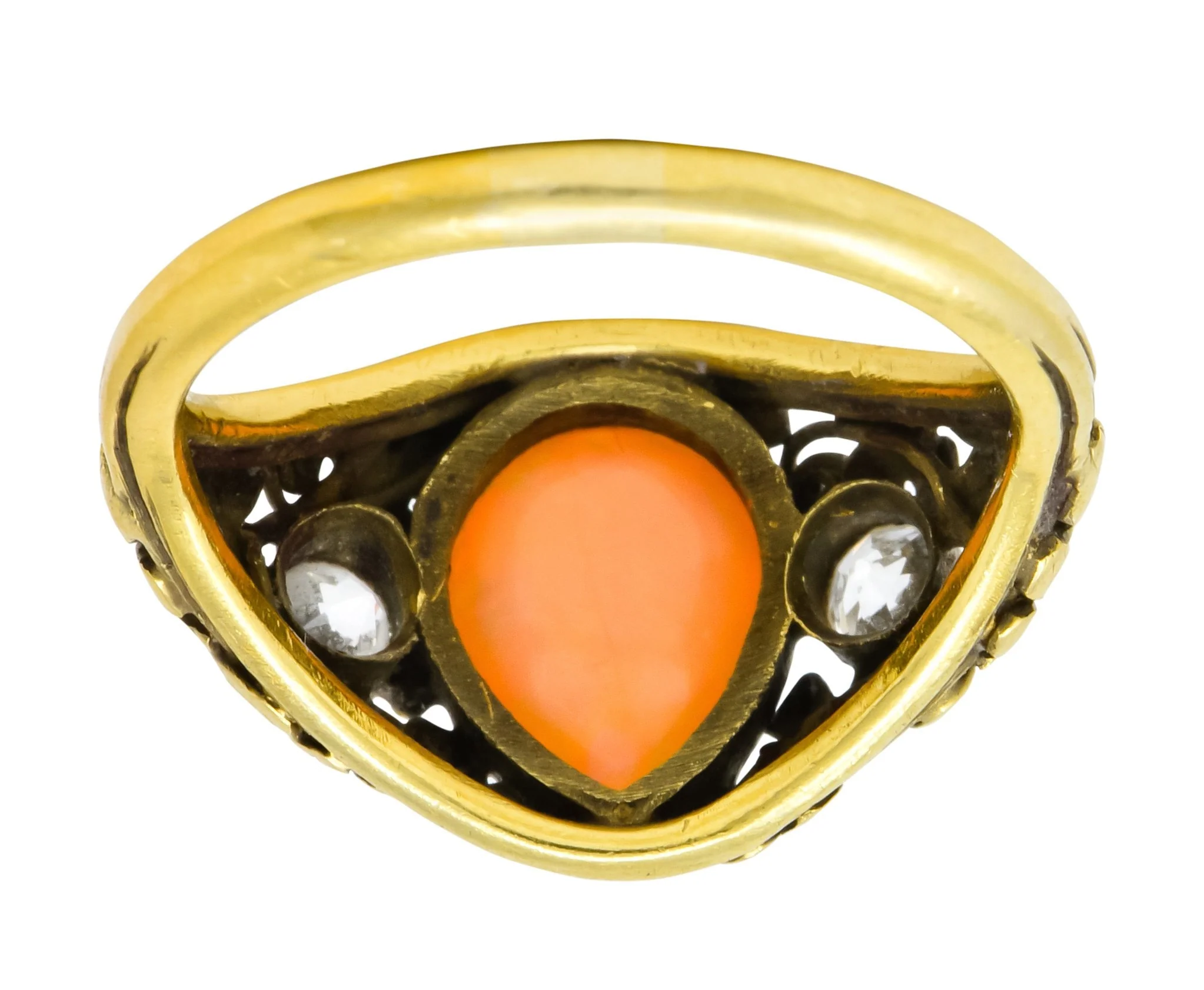 Arts & Crafts Opal Diamond 18 Karat Gold Floral Band Ring Circa 1900 - Image 4