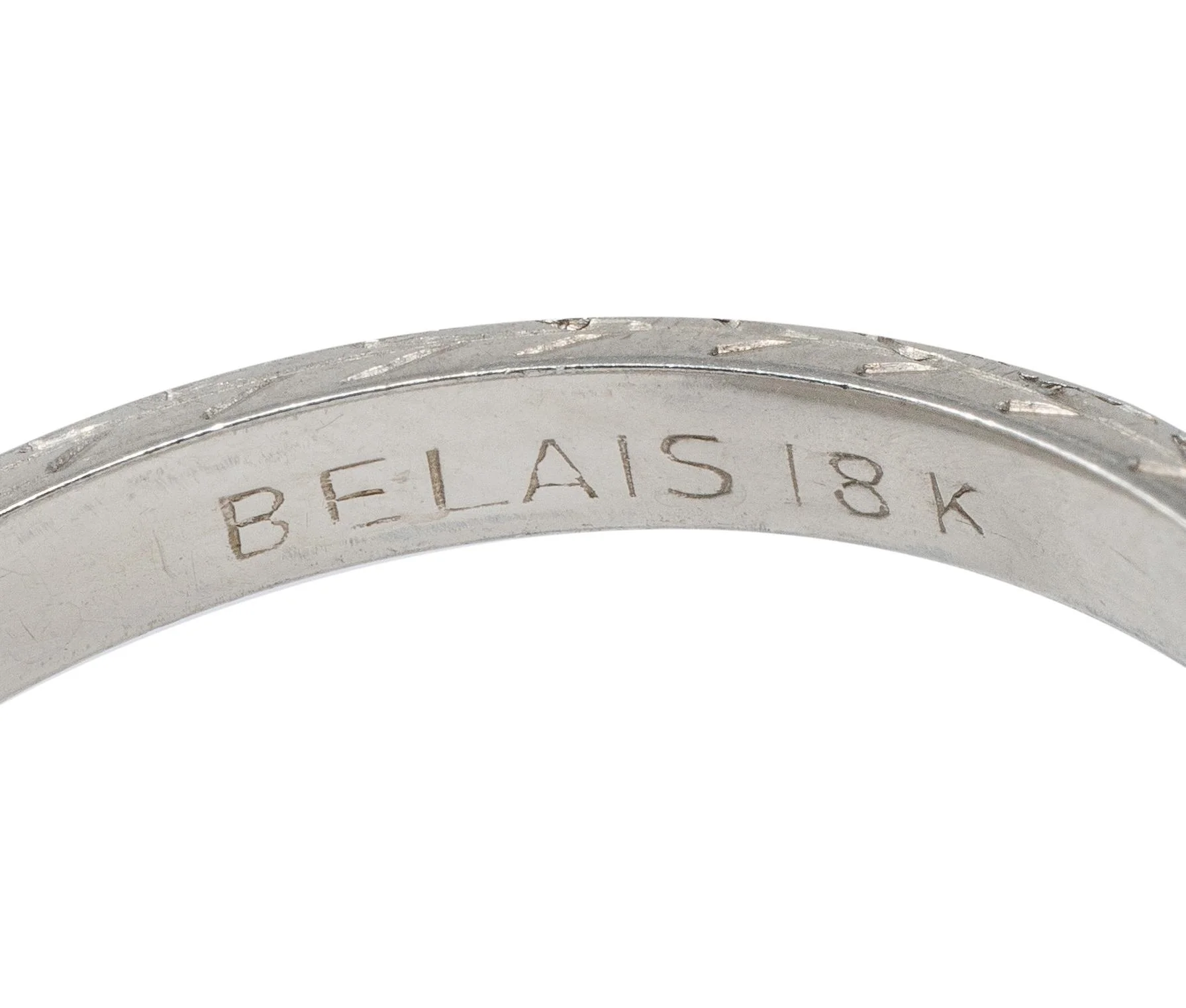 Belais Art Deco 18 Karat White Gold Vintage Wheat Wedding Band Ring - Image 5