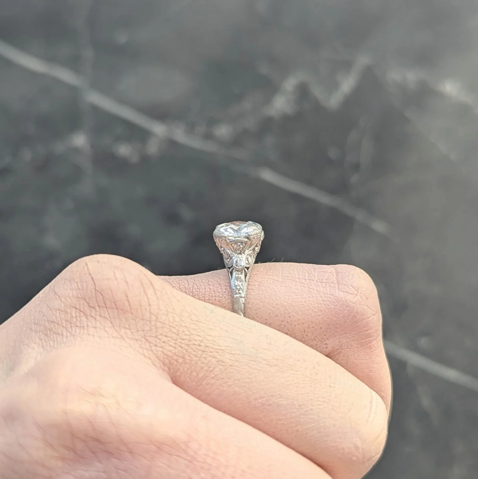 Belle Epoque 2.10 CTW Old European Diamond Platinum Antique Bow Engagement Ring GIA - Image 13