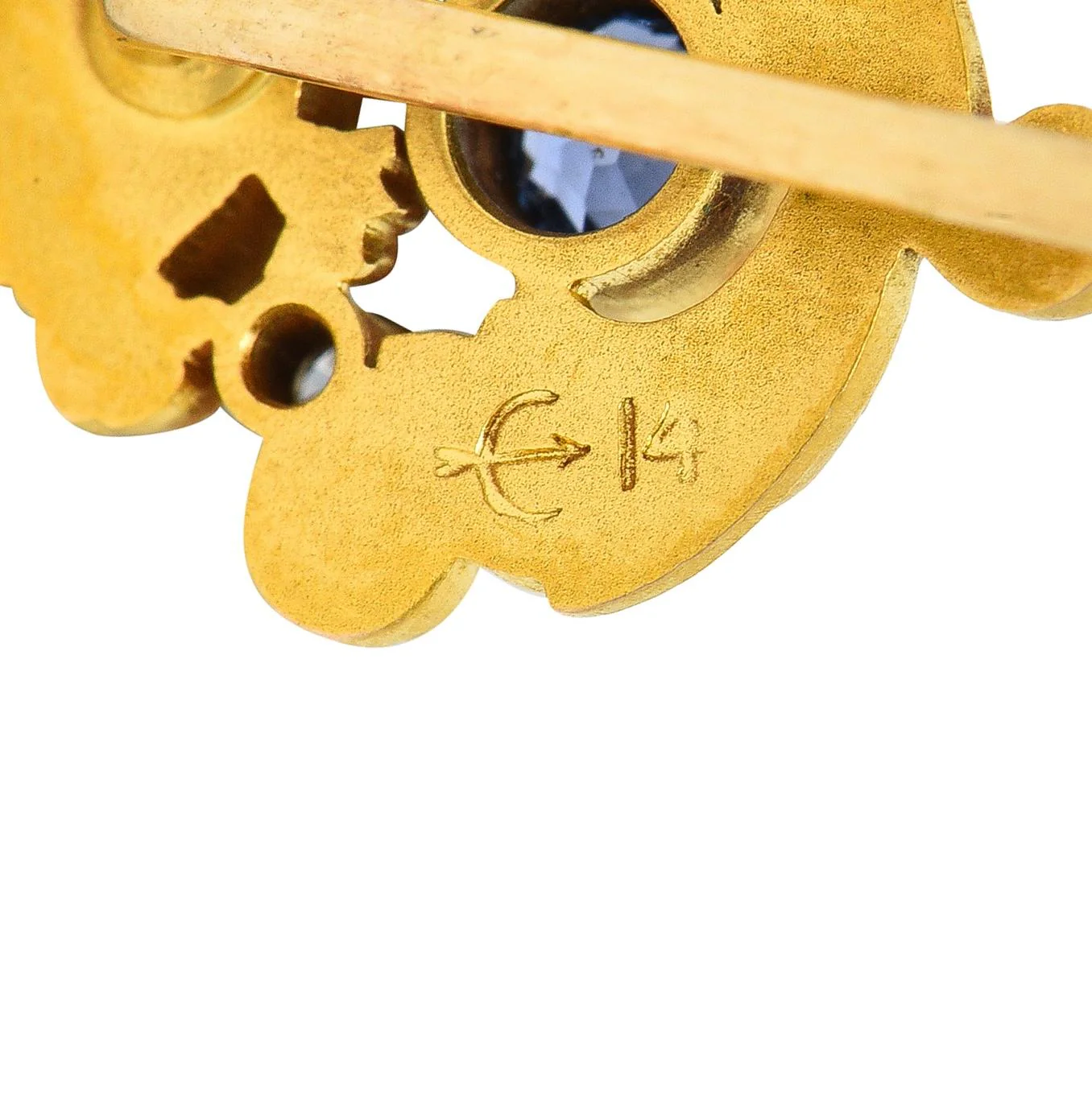 Blank & Co. Art Nouveau Sapphire Diamond 14 Karat Yellow Gold Griffin Stickpin - Image 6