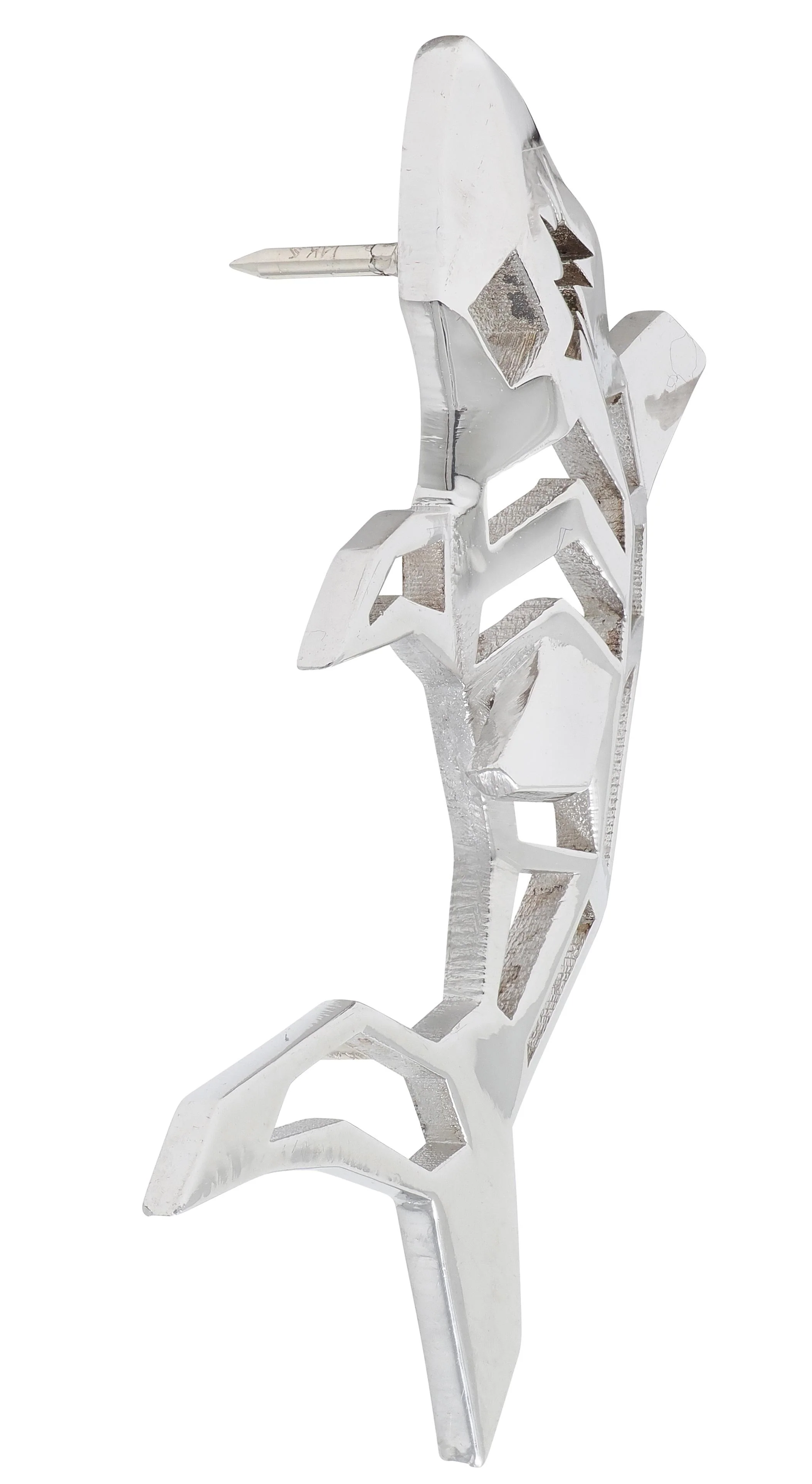 BRASH Platinum Faceted Geometric GEO Shark Unisex Brooch Pin - Image 3