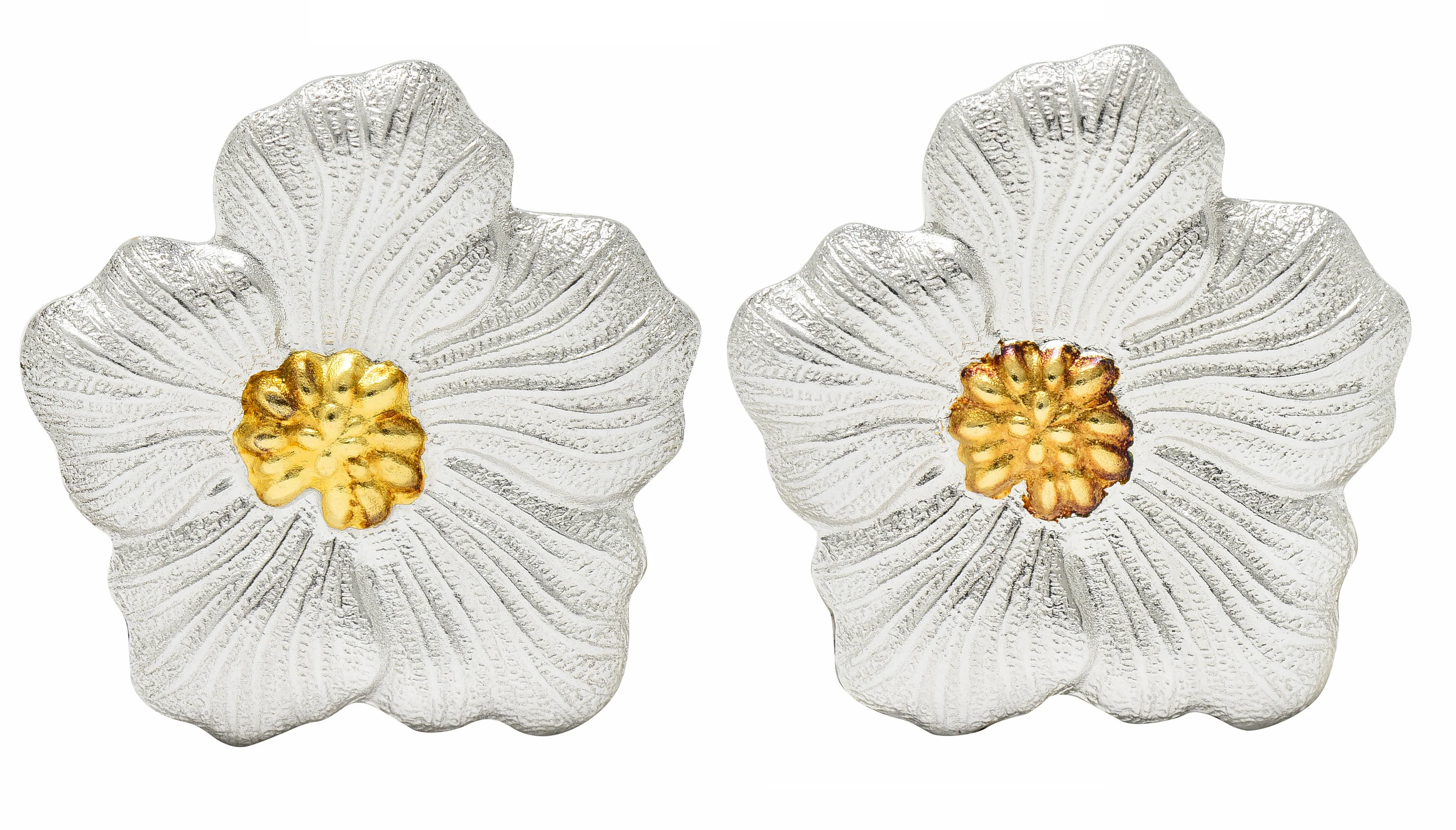 Buccellati Sterling Silver Vermeil Gardenia Blossom Ear-Clip Earrings