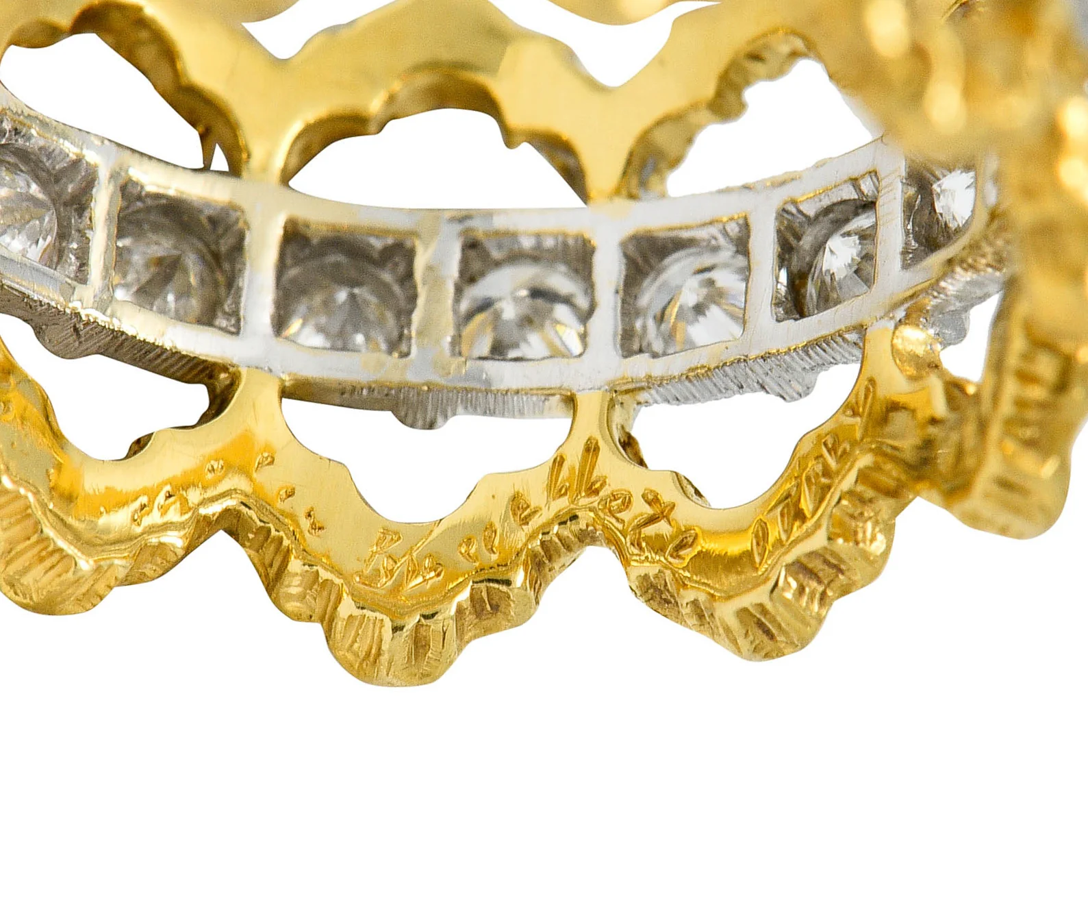 Buccellati Vintage 1.00 CTW Diamond 18 Karat Gold Italian Eternity Band Ring - Image 6