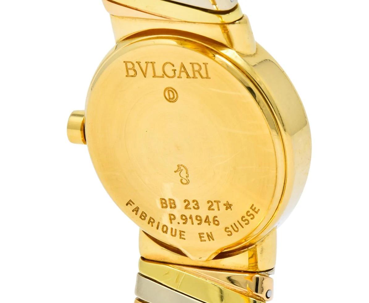 Bulgari 18 Karat Tri-Color Gold Tubogas Serpenti Flex Band Quartz Wrist Watch - Image 3