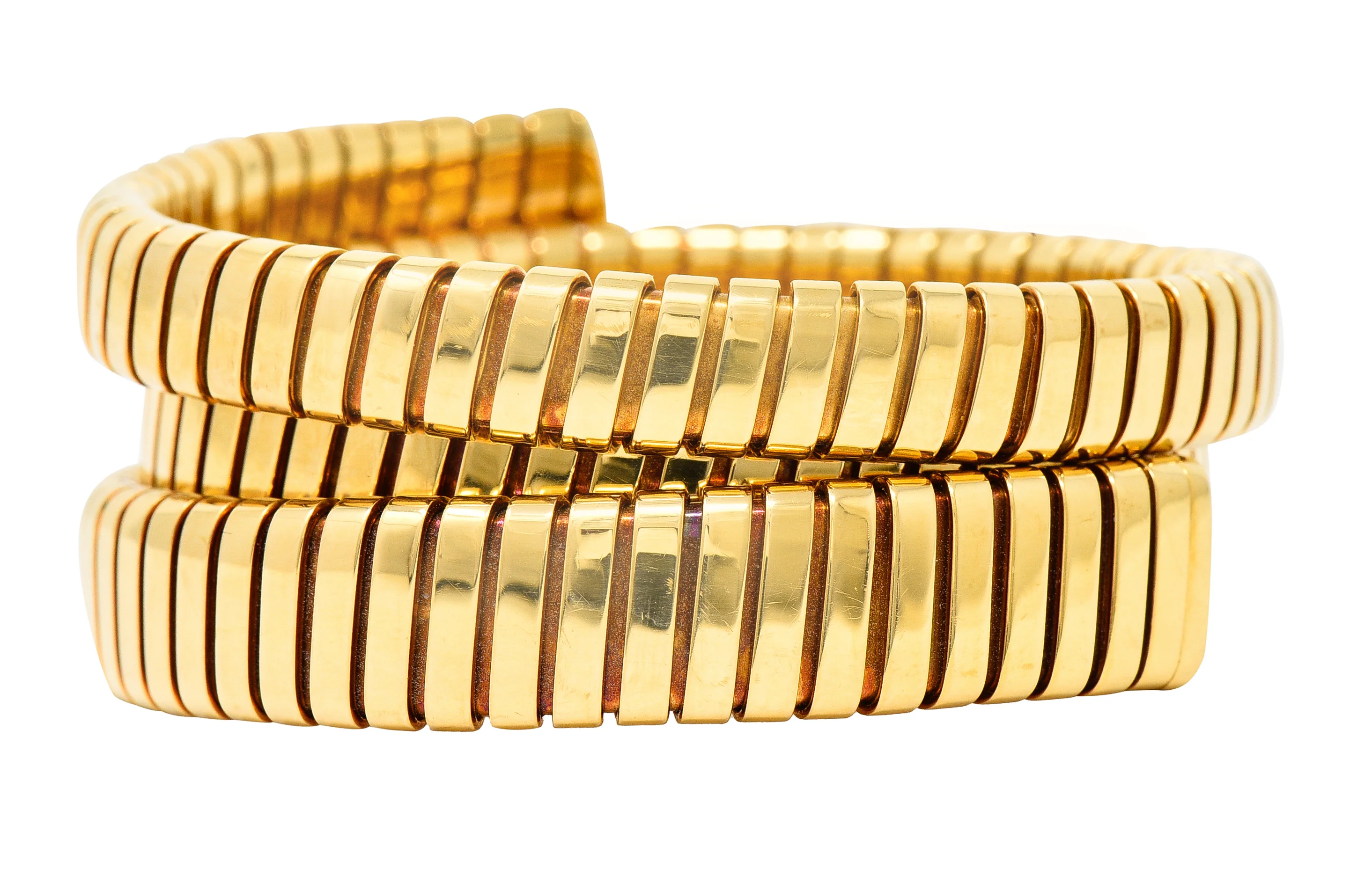 Bulgari 18 Karat Yellow Gold Flexible Tubogas Wrap Coil Bracelet - Image 8