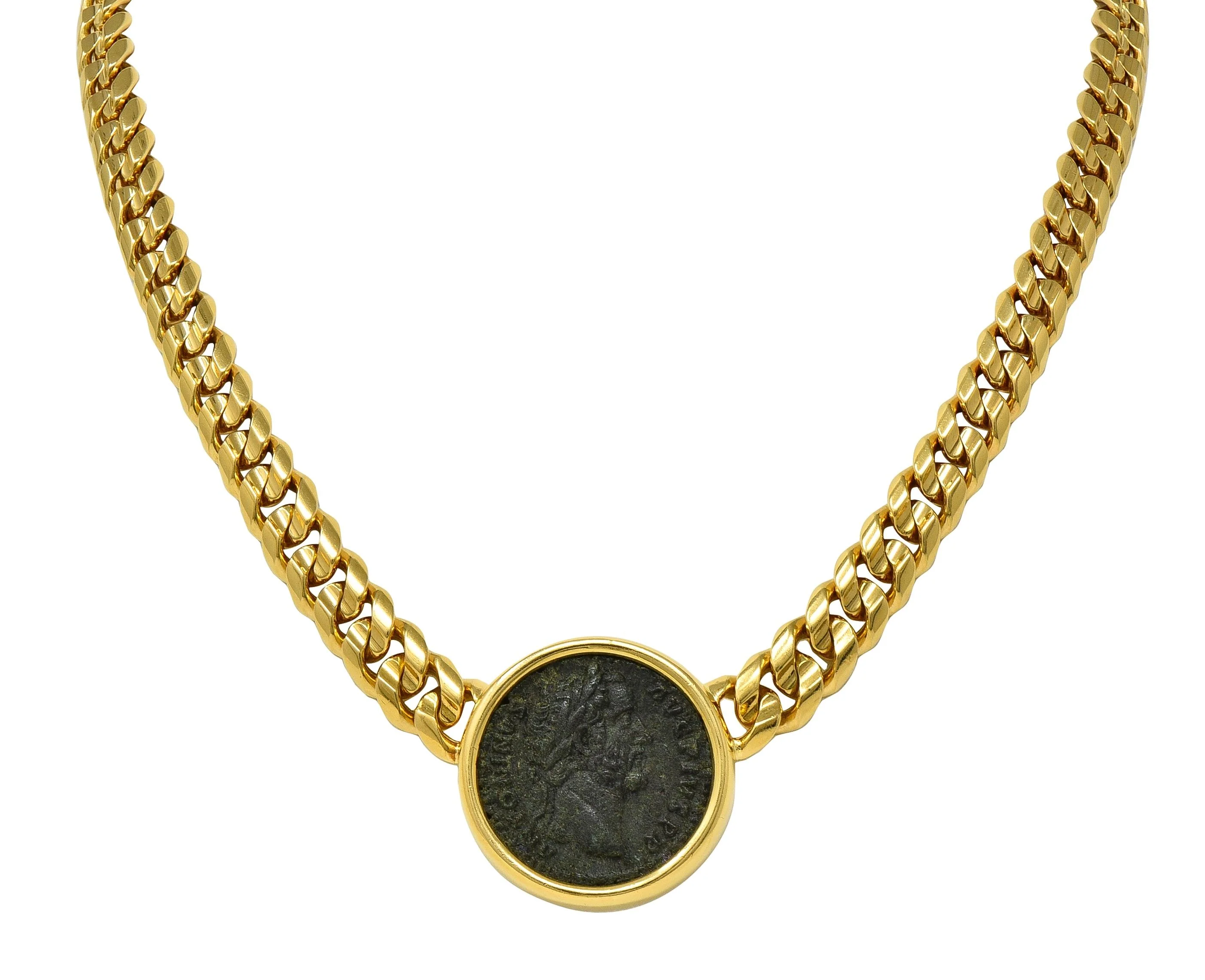 Bulgari 1980's Ancient Coin 18 Karat Yellow Gold Monete Roman Emperor Vintage Collar Necklace