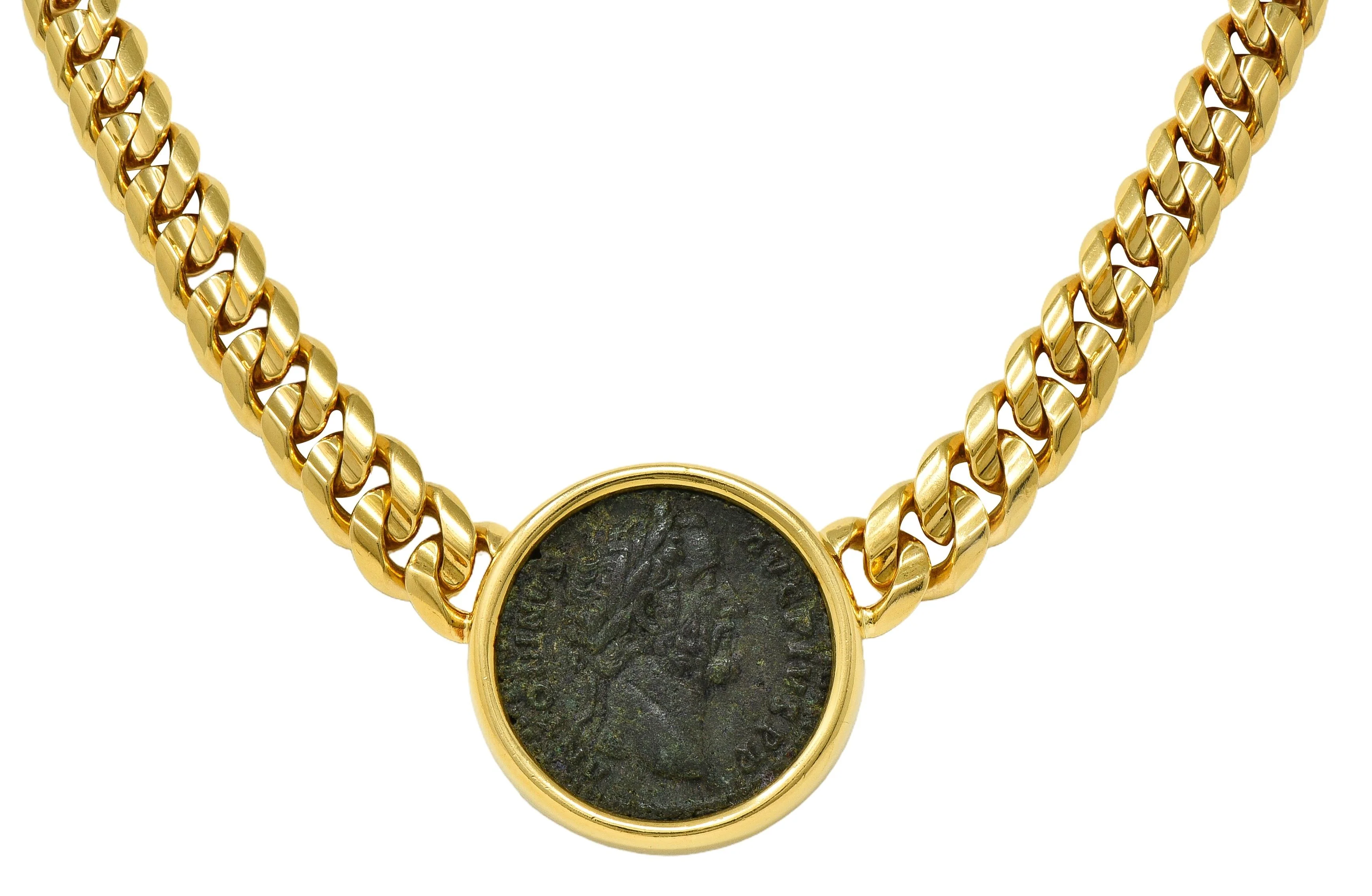 Bulgari 1980's Ancient Coin 18 Karat Yellow Gold Monete Roman Emperor Vintage Collar Necklace - Image 11