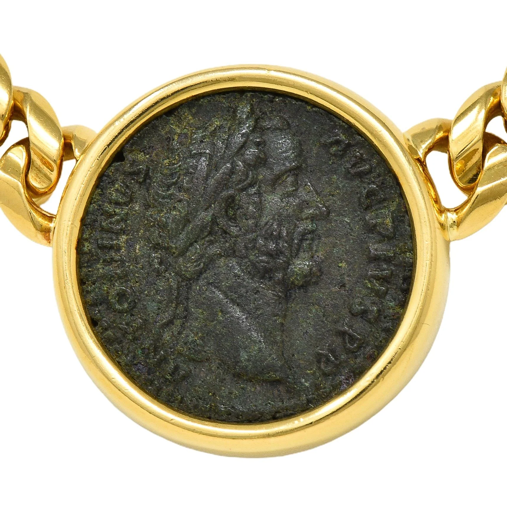 Bulgari 1980's Ancient Coin 18 Karat Yellow Gold Monete Roman Emperor Vintage Collar Necklace - Image 4