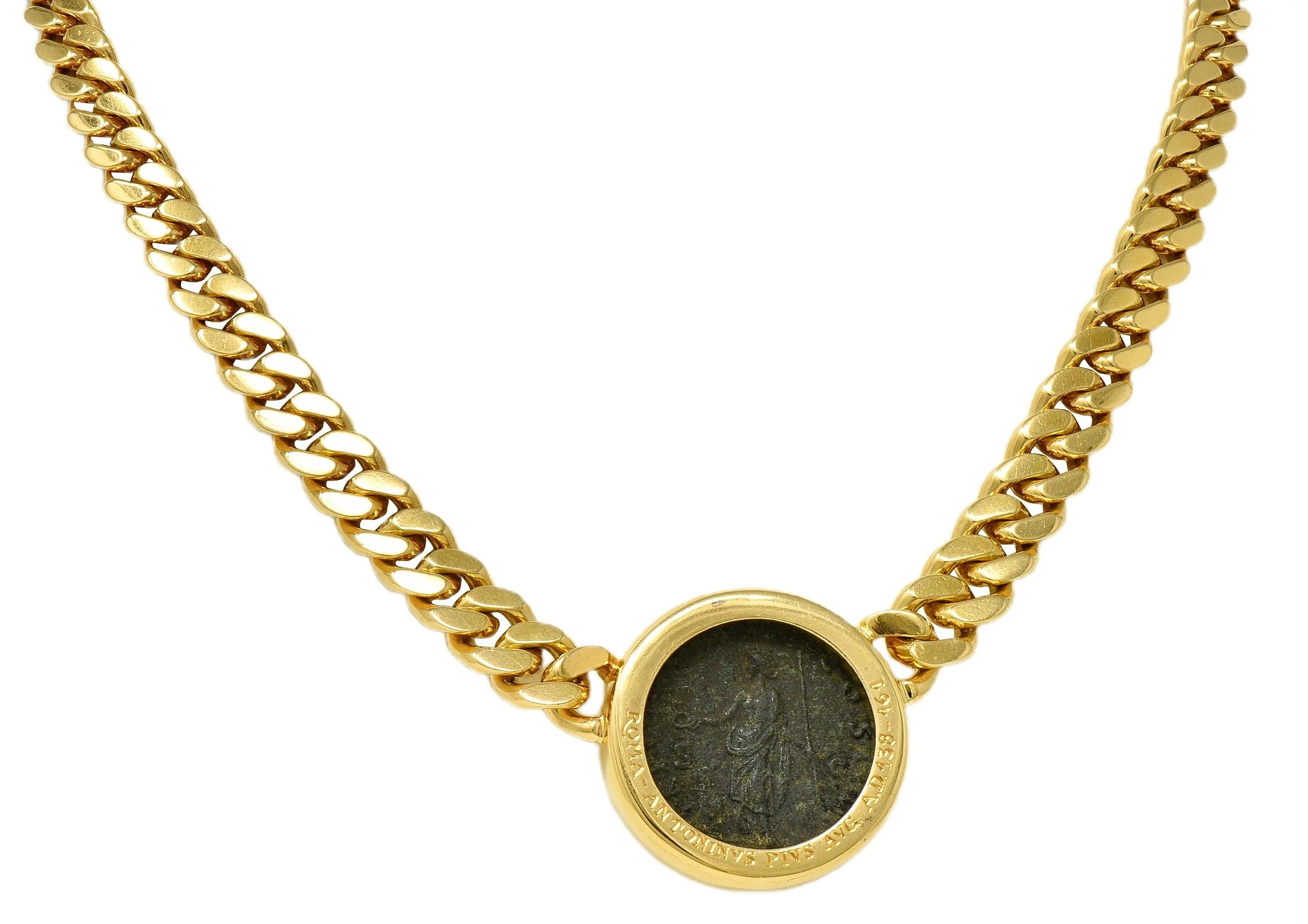 Bulgari 1980's Ancient Coin 18 Karat Yellow Gold Monete Roman Emperor Vintage Collar Necklace - Image 7