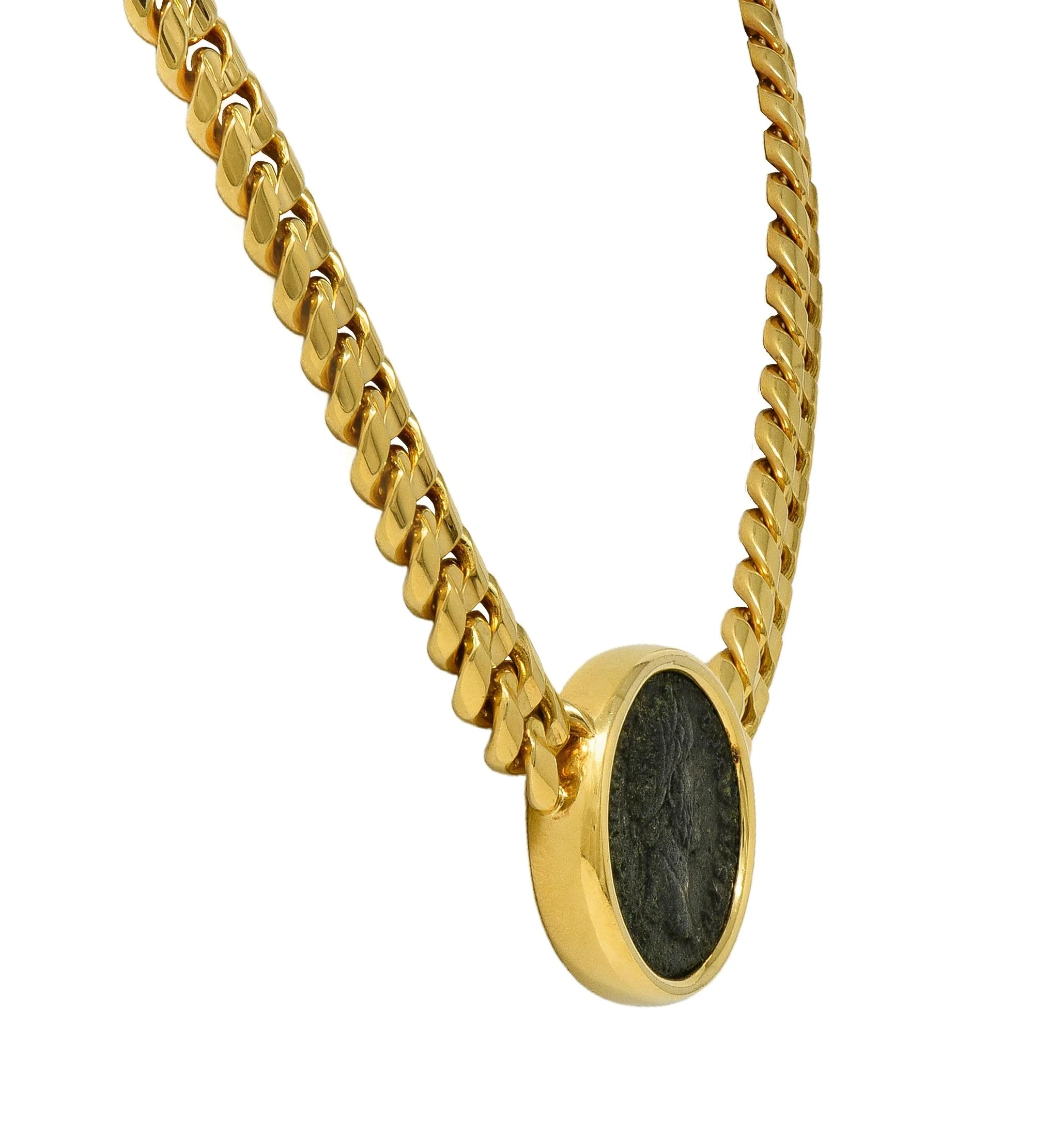 Bulgari 1980's Ancient Coin 18 Karat Yellow Gold Monete Roman Emperor Vintage Collar Necklace - Image 8