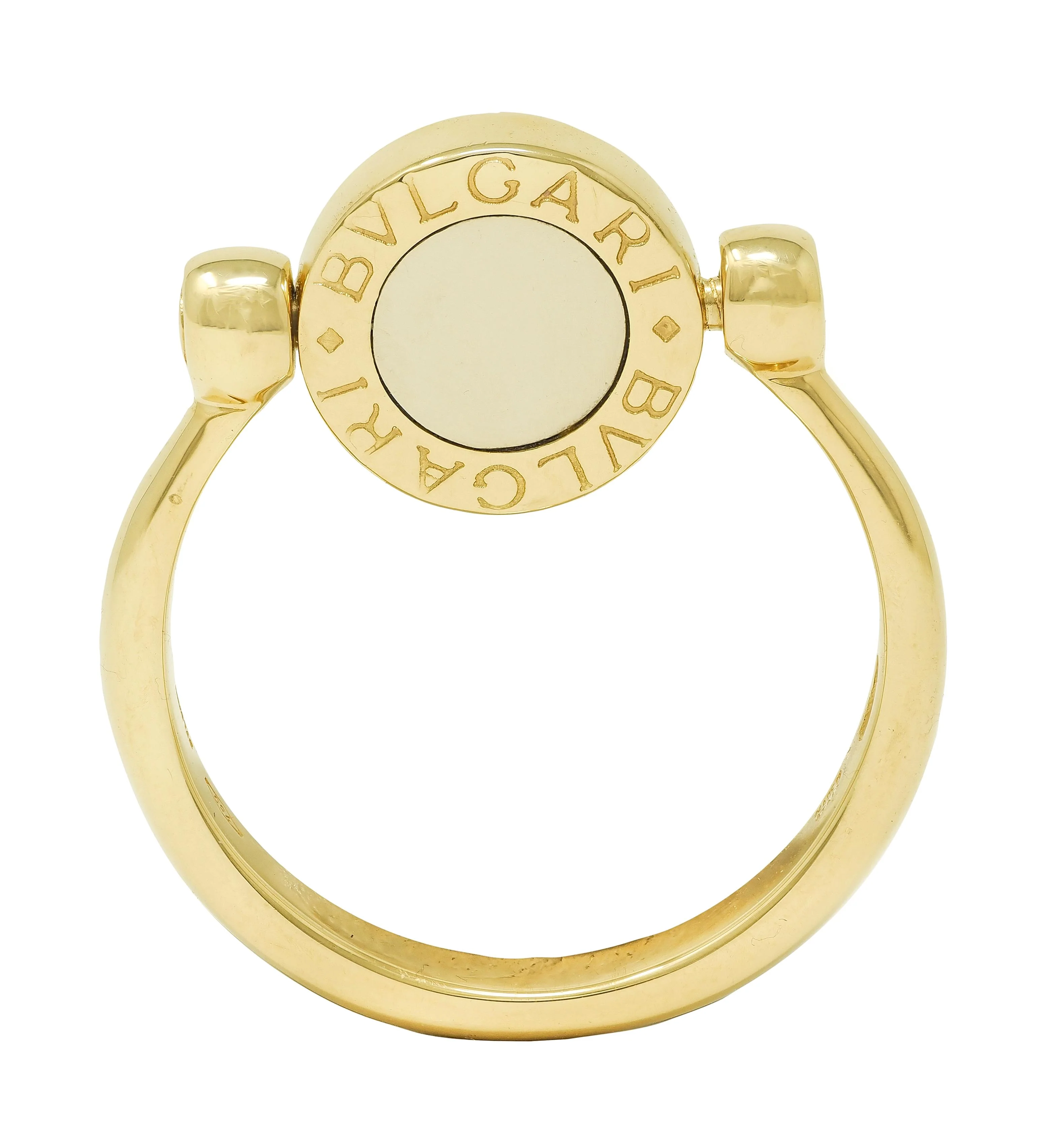 Bulgari Contemporary Diamond 18 Karat Two-Tone Gold Flip Signet Ring - Image 10