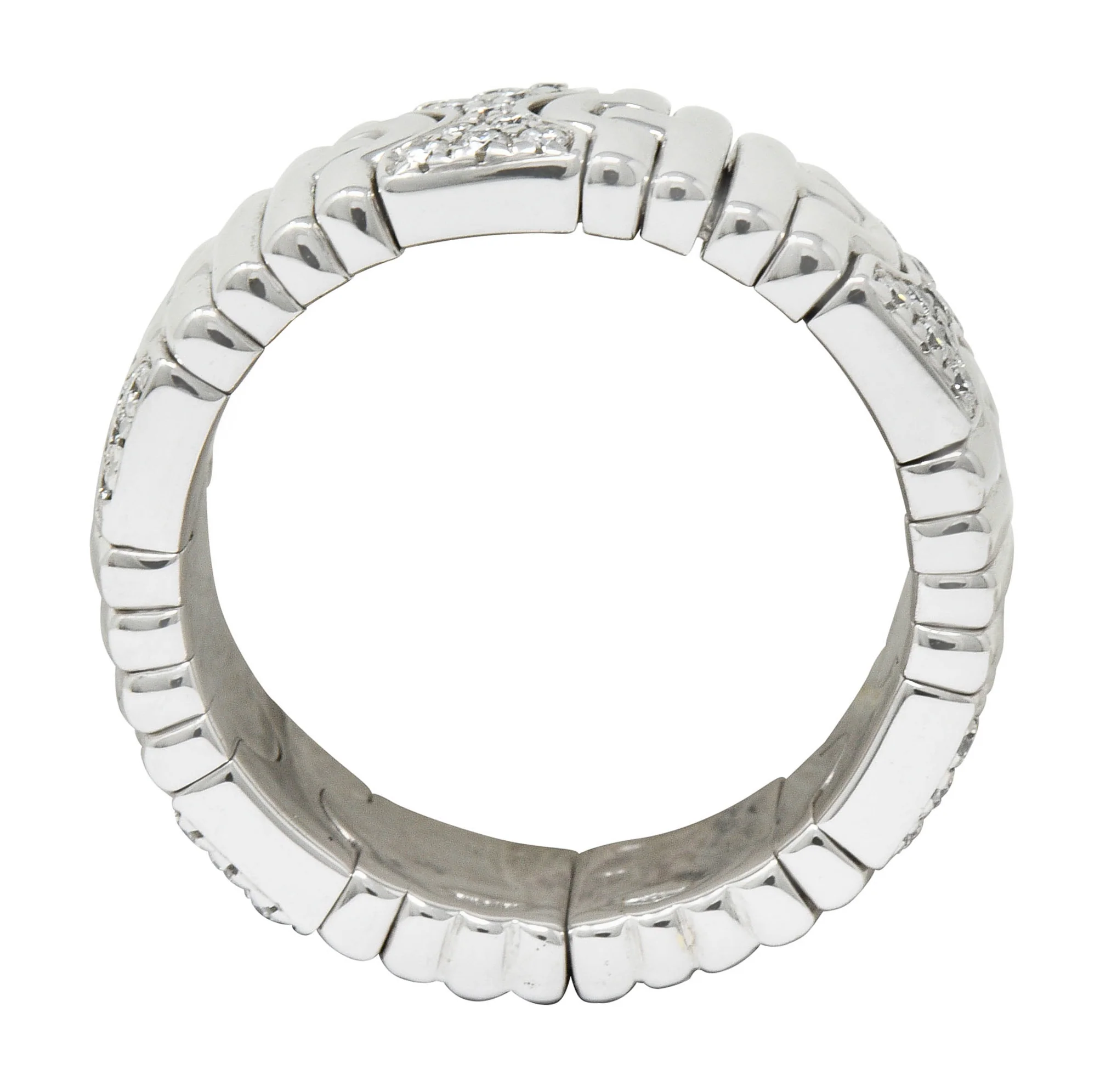 Bulgari Diamond 18 Karat White Gold Parentesi Band Ring Circa 1990 - Image 5