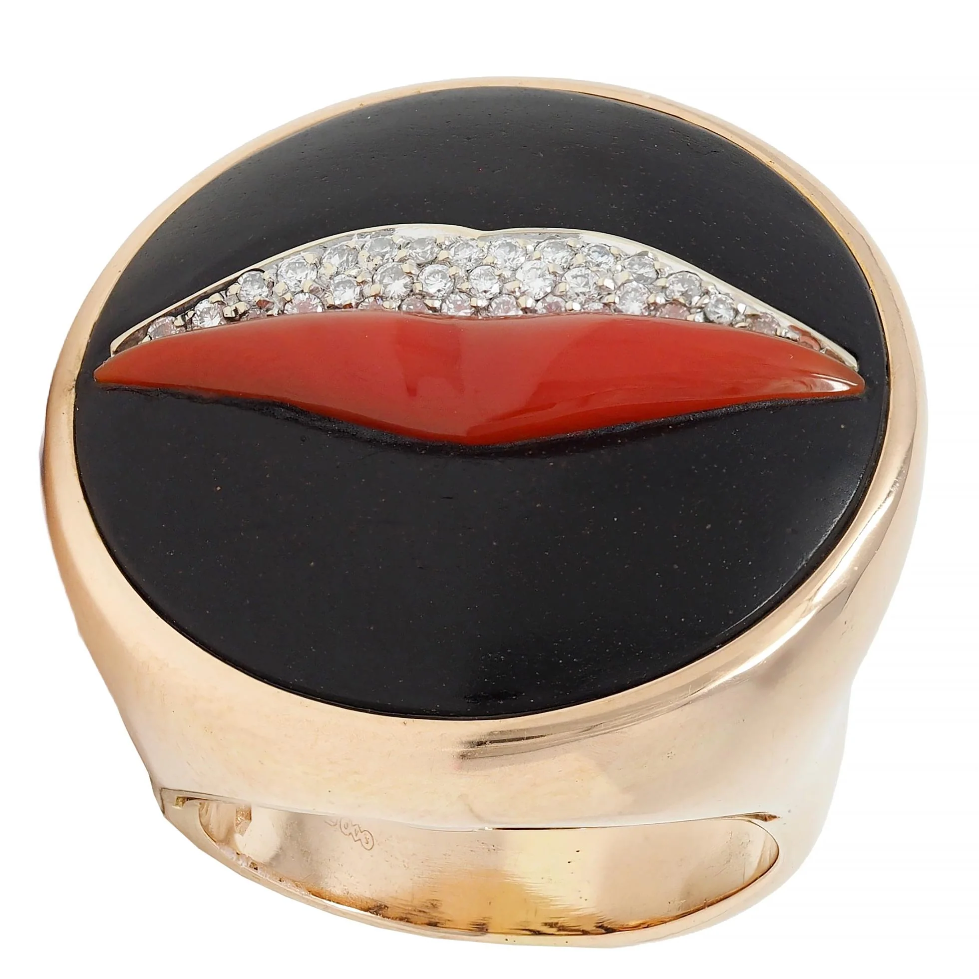 Bulgari Enigma Contemporay Diamond Jet Coral 18 Karat Rose Gold Lip Ring - Image 7