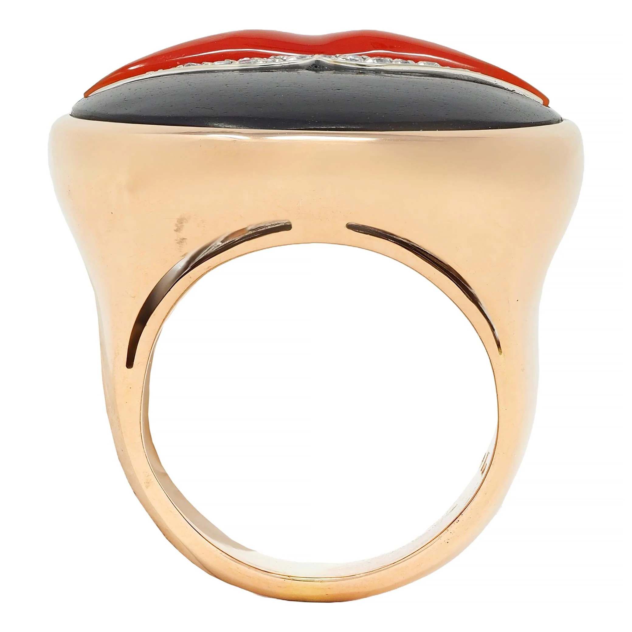 Bulgari Enigma Contemporay Diamond Jet Coral 18 Karat Rose Gold Lip Ring - Image 8