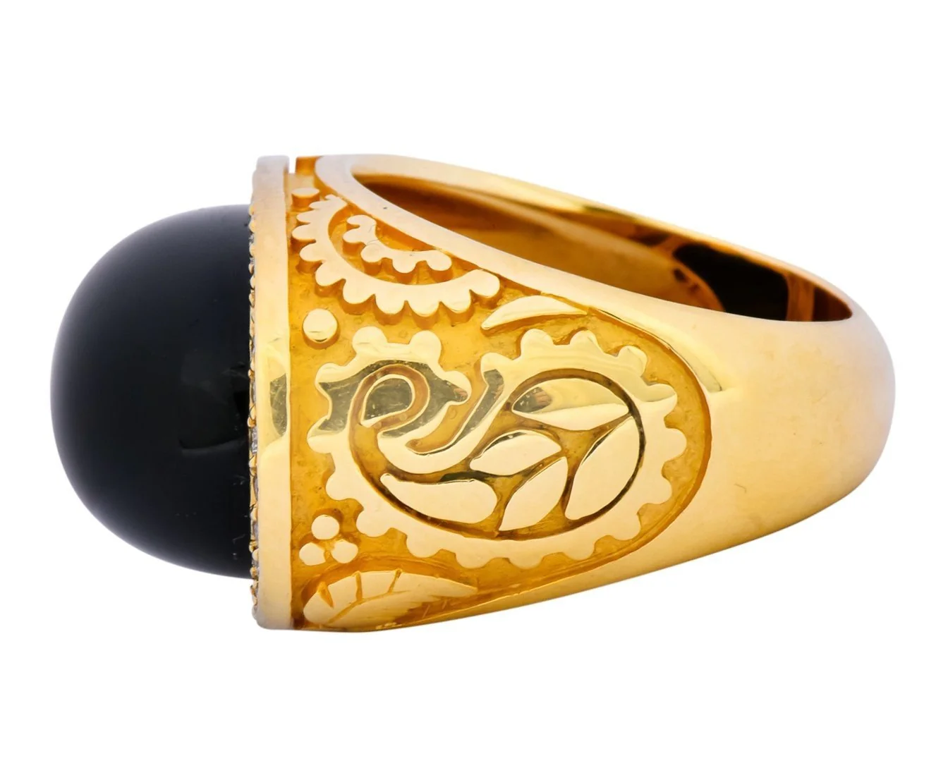 Carrera y Carrera Black Onyx 0.40 CTW Diamond 18 Karat Yellow Gold Cocktail Ring - Image 5