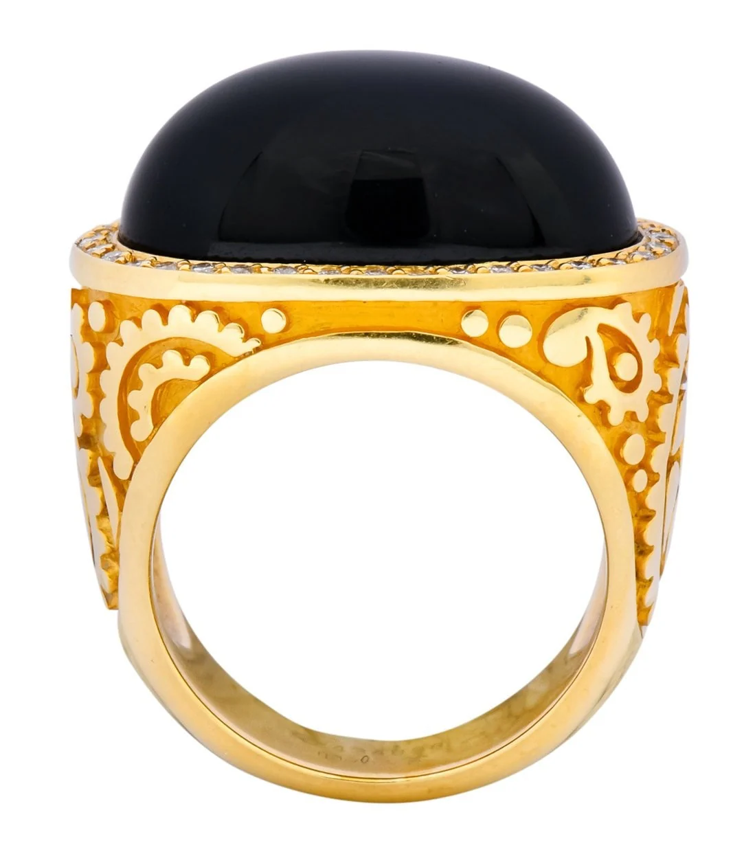 Carrera y Carrera Black Onyx 0.40 CTW Diamond 18 Karat Yellow Gold Cocktail Ring - Image 8