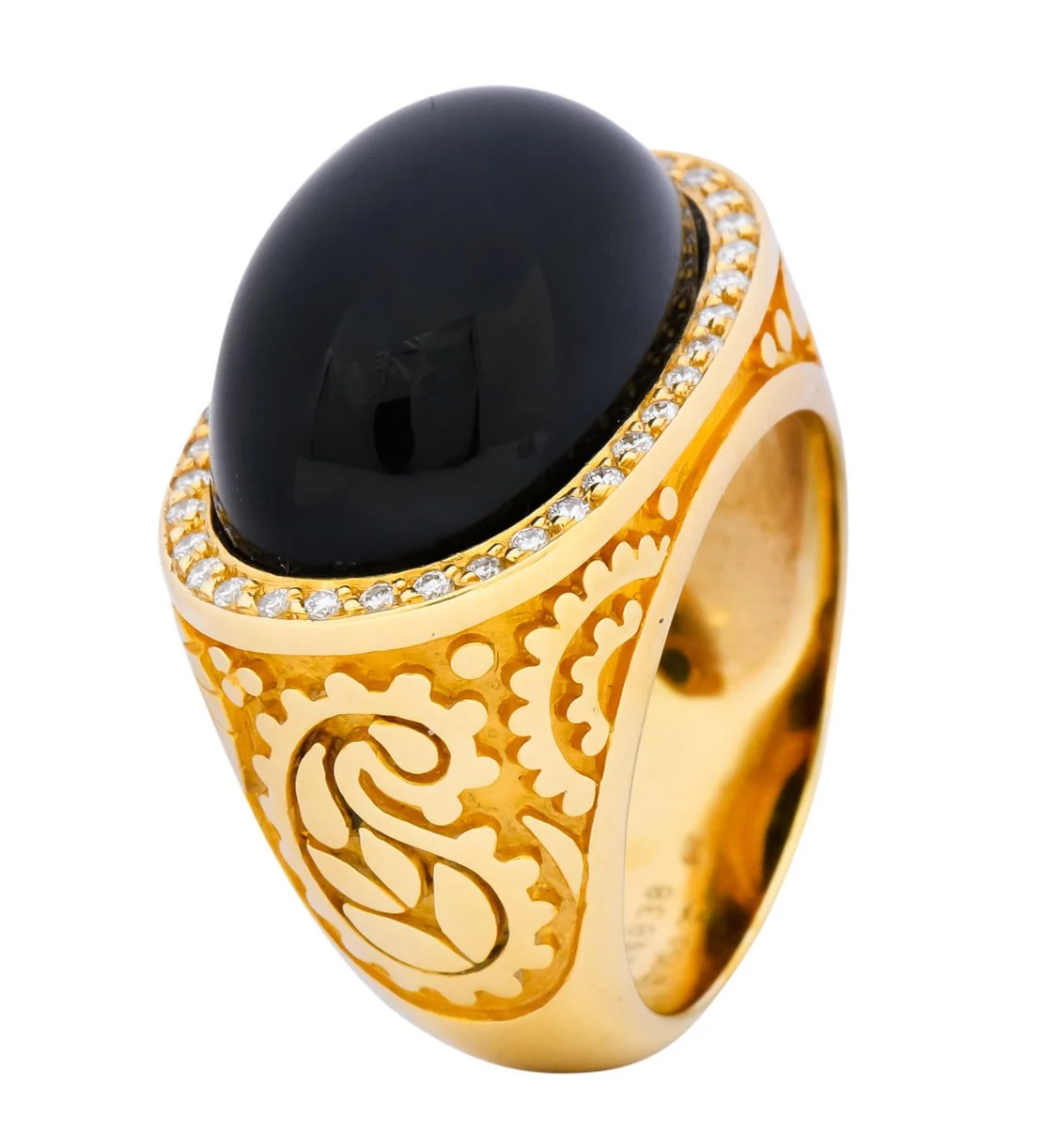 Carrera y Carrera Black Onyx 0.40 CTW Diamond 18 Karat Yellow Gold Cocktail Ring - Image 9