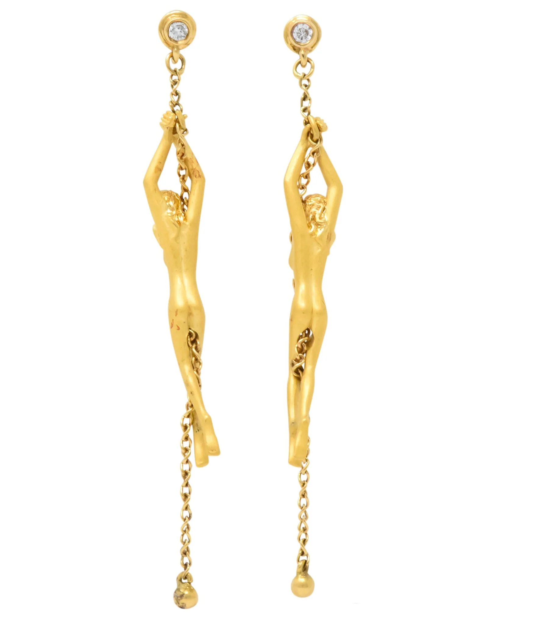 Carrera y Carrera Diamond 18 Karat Gold Chain Women Drop Earrings - Image 5