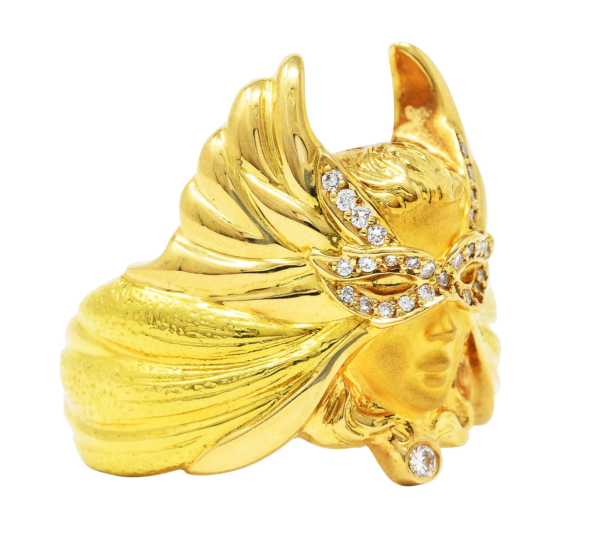 Carrera y Carrera Diamond 18 Karat Two-Tone Gold Mask of An Angel Ring - Image 2