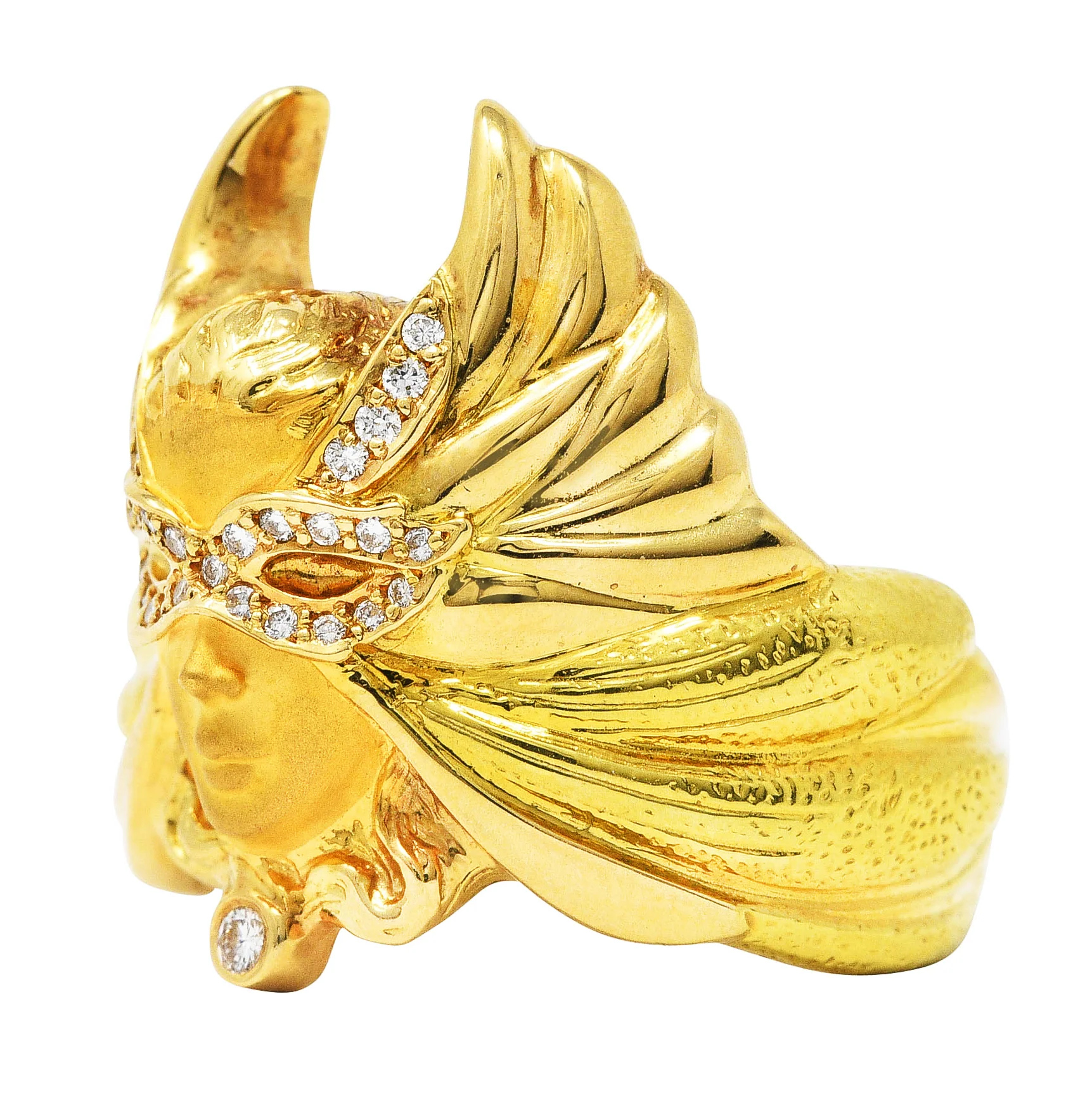 Carrera y Carrera Diamond 18 Karat Two-Tone Gold Mask of An Angel Ring - Image 6