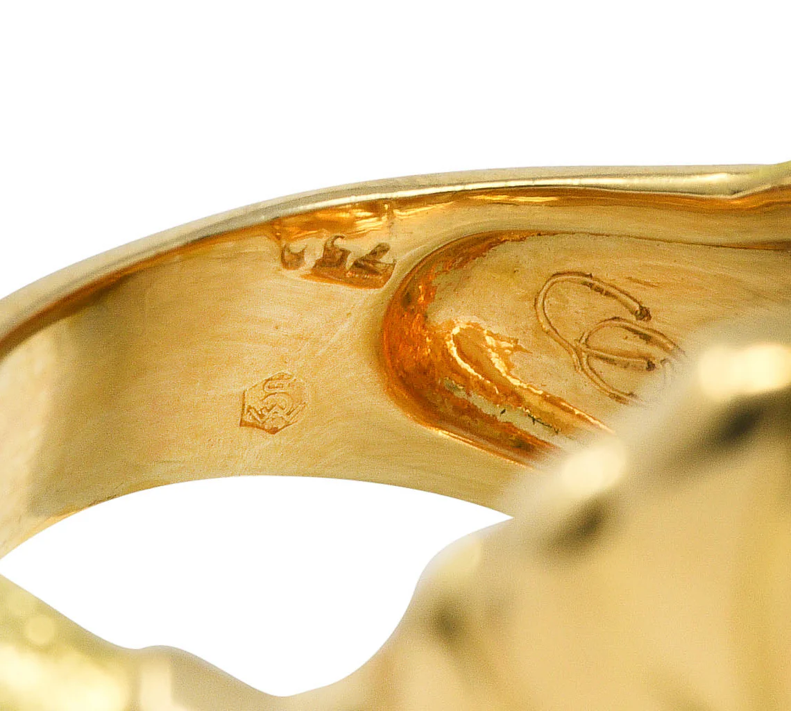 Carrera y Carrera Diamond 18 Karat Two-Tone Gold Mask of An Angel Ring - Image 8