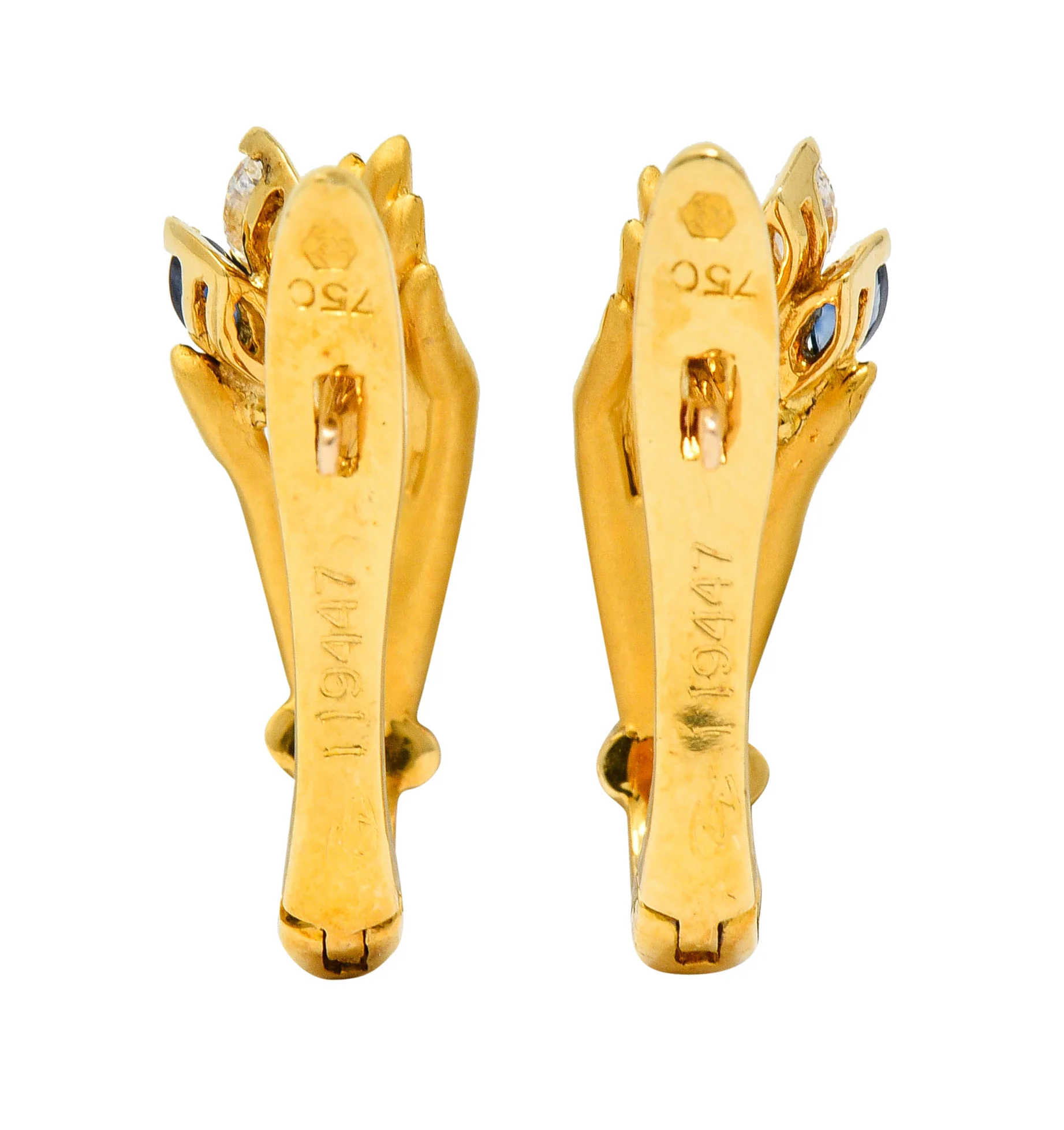 Carrera y Carrera Sapphire Diamond 18 Karat Gold Las Manos Earrings - Image 6
