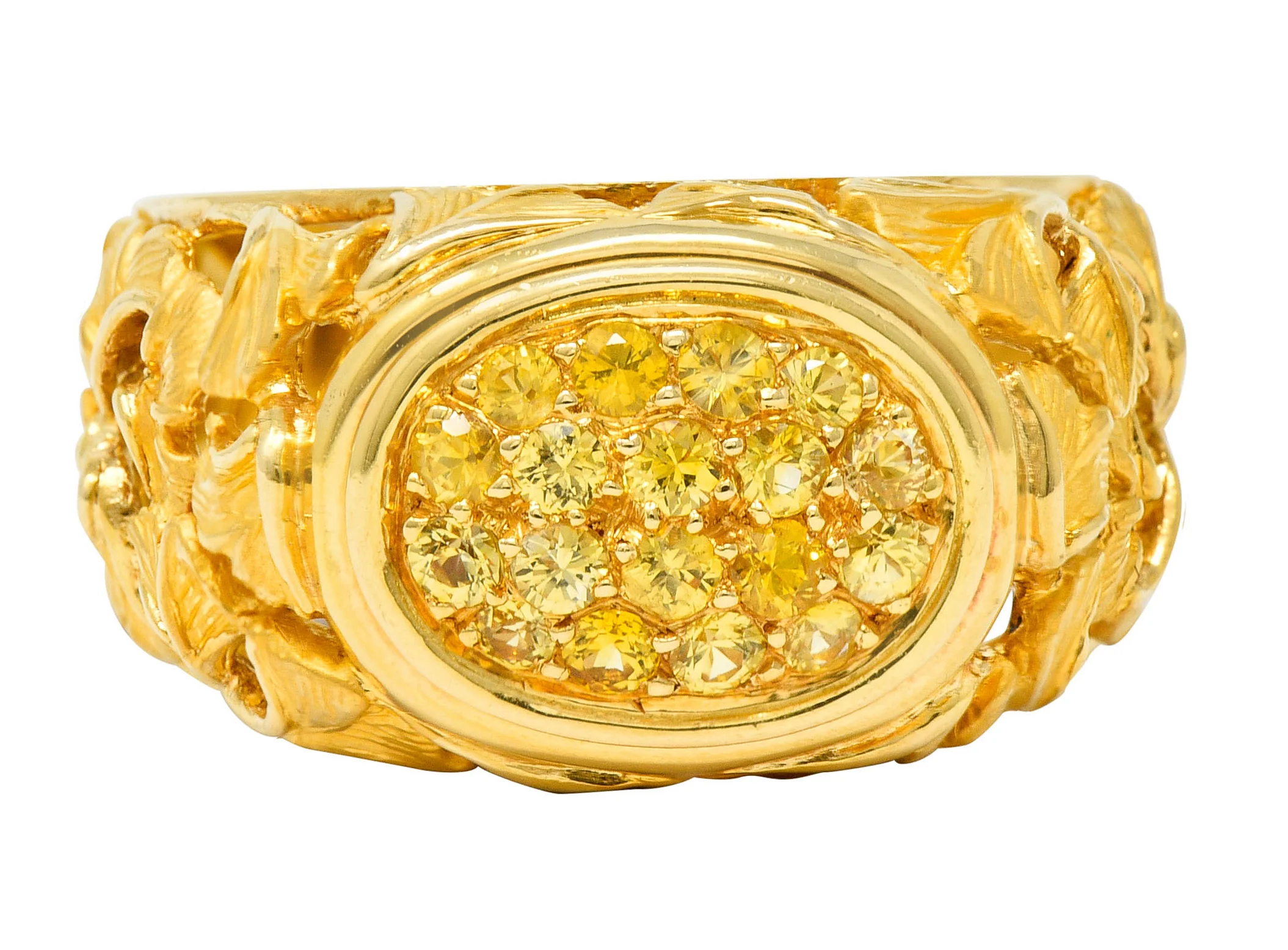 Carrera Y Carrera Yellow Sapphire 18 Karat Gold Ginkgo Band Ring