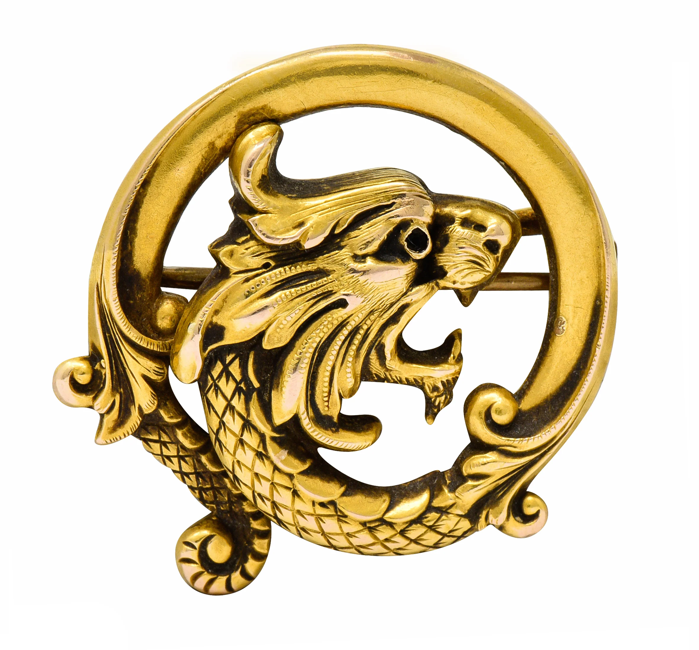 Carter & Gough Art Nouveau 14 Karat Gold Chimera Brooch