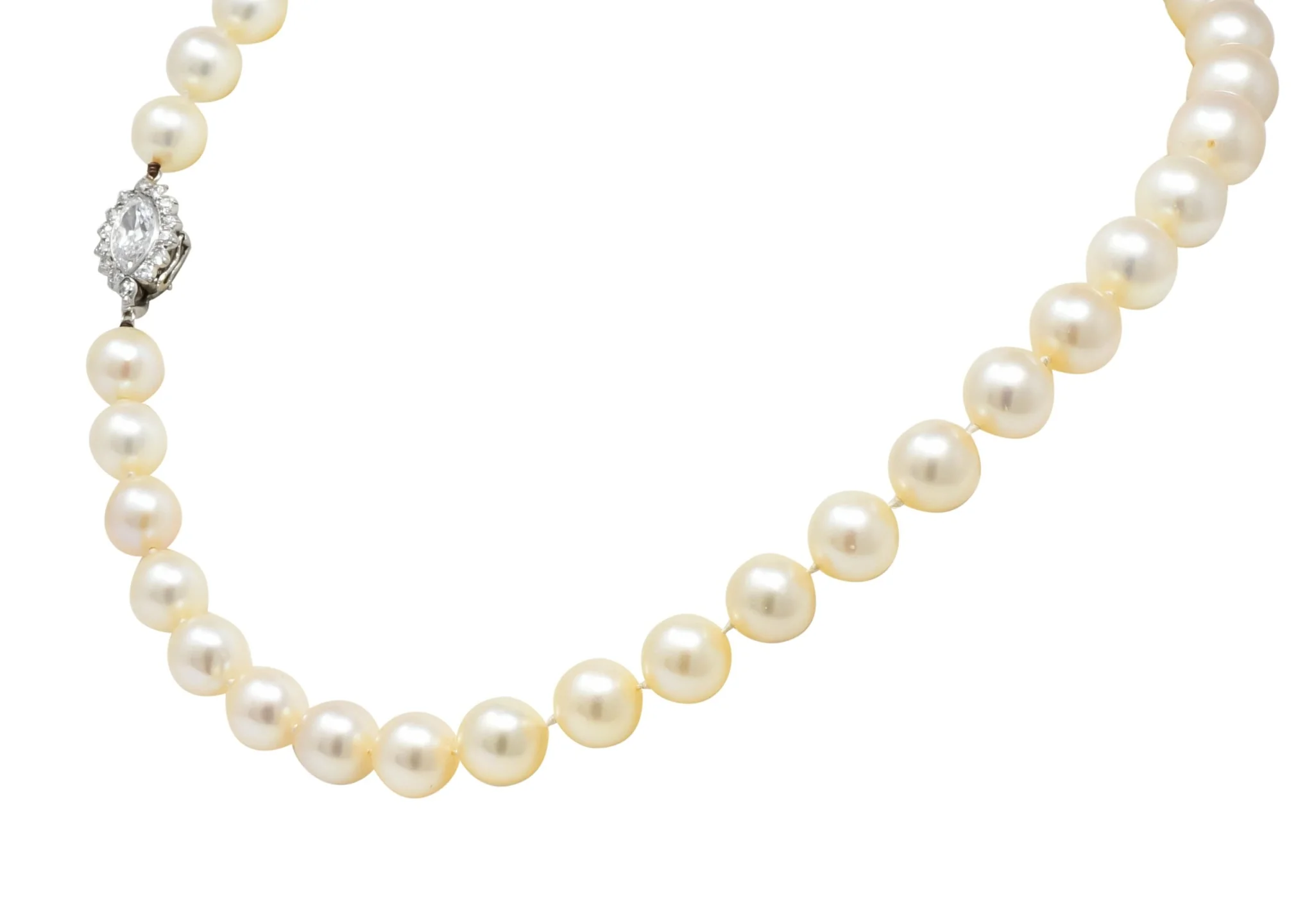 Cartier 1.31 CTW Diamond Cultured Pearl Platinum Knotted Strand Necklace GIA - Image 2
