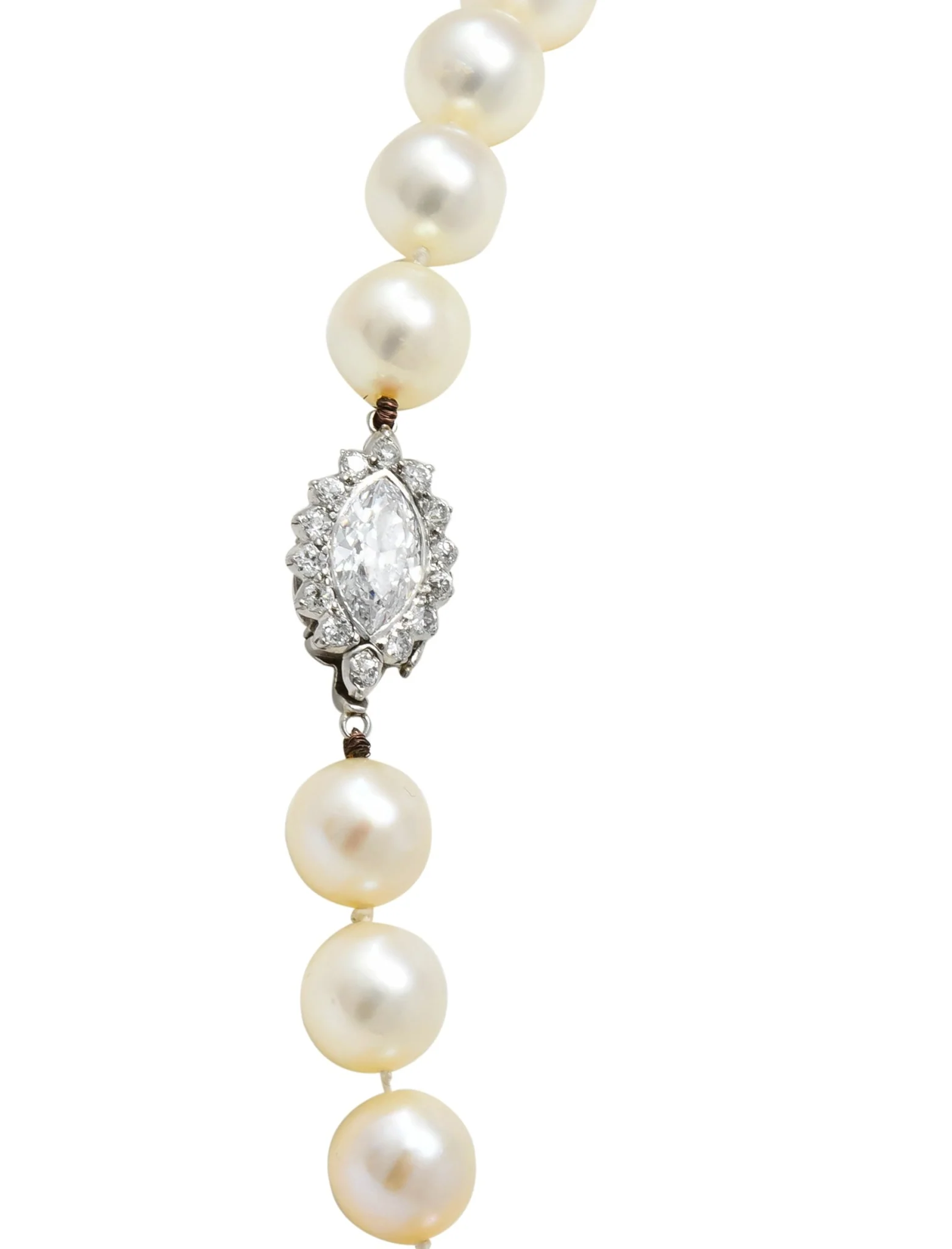 Cartier 1.31 CTW Diamond Cultured Pearl Platinum Knotted Strand Necklace GIA - Image 4