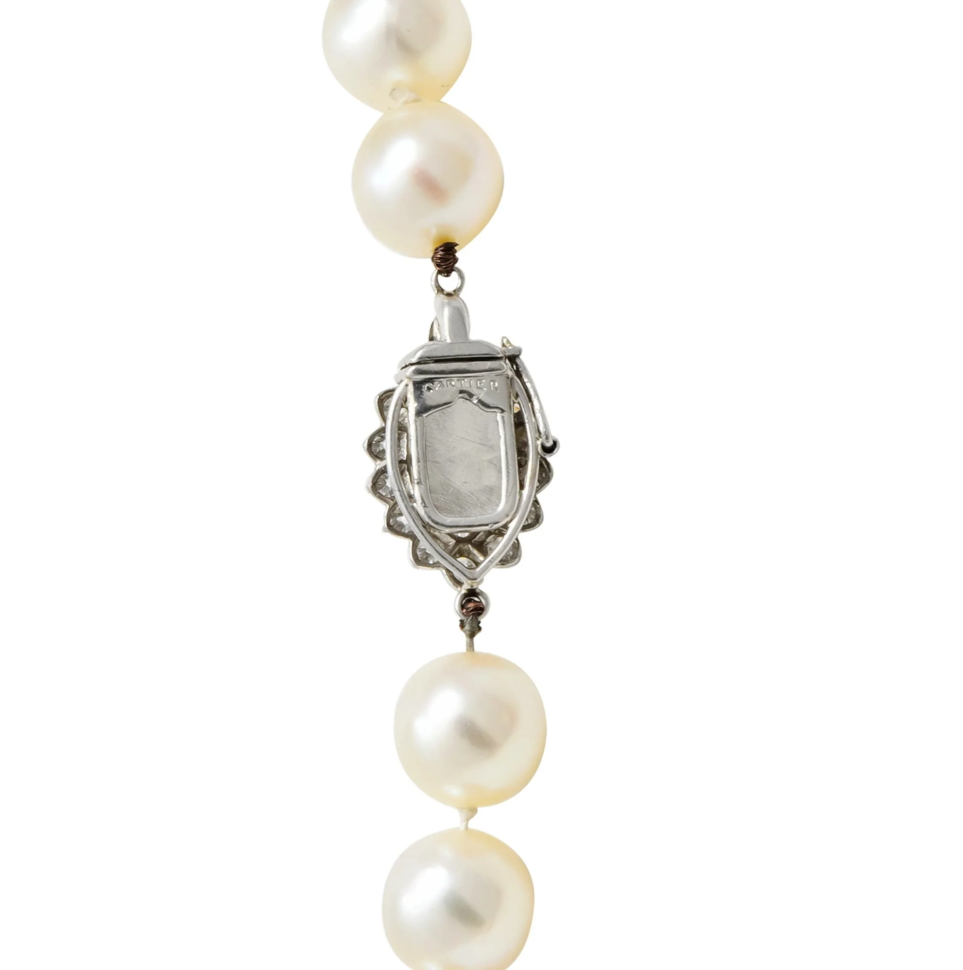 Cartier 1.31 CTW Diamond Cultured Pearl Platinum Knotted Strand Necklace GIA - Image 6