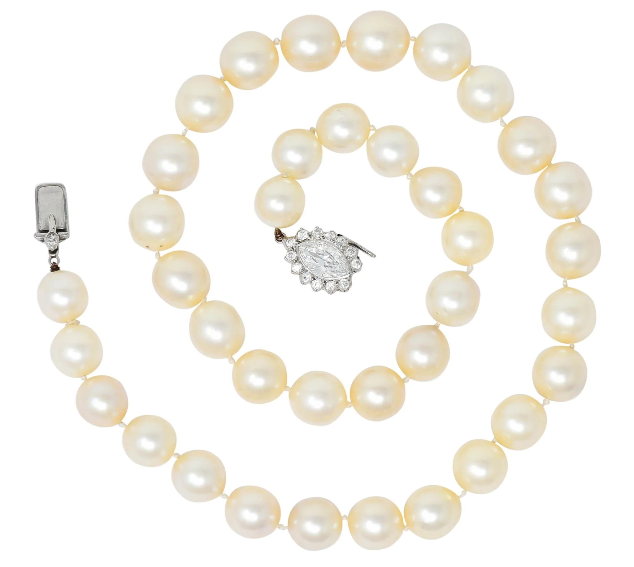Cartier 1.31 CTW Diamond Cultured Pearl Platinum Knotted Strand Necklace GIA - Image 7